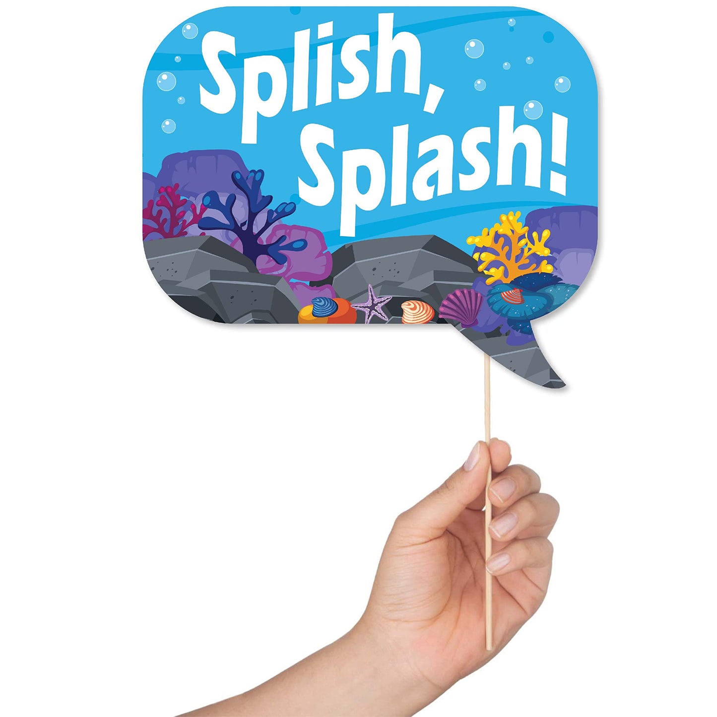 Under the Sea Photo Booth Props - 41-pc Photobooth Kit with 8 x 10-Inch Sign, 60 Adhesive Pads, 45 Sticks - Under the Sea Decorations - Under the Sea