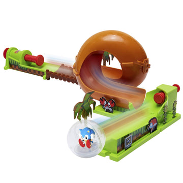 Sonic The Hedgehog Pinball Green Hill Zone , Track Play Set, 9 Piece, with Looping Action & Automatic Bumper Exclusive Sonic Sphere Included, for Ages