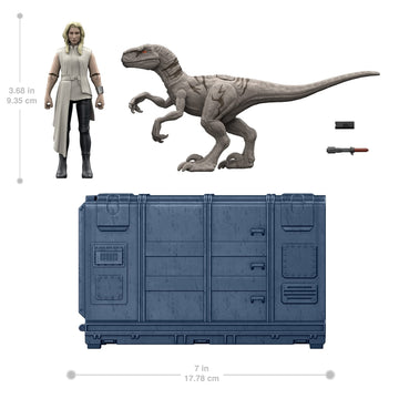Jurassic World Cage and Furious Dinosaur Set (9.5 cm) with 1 Exclusive Soyona Figure, 1 Atrociraptor Figure and Special Unit, Children's Toy, Ages 4
