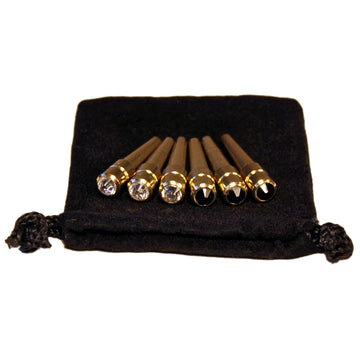 WE Games Premium Brass Cribbage Pegs with Swarovski Austrian Crystals - Set of 6 (Black & Clear)