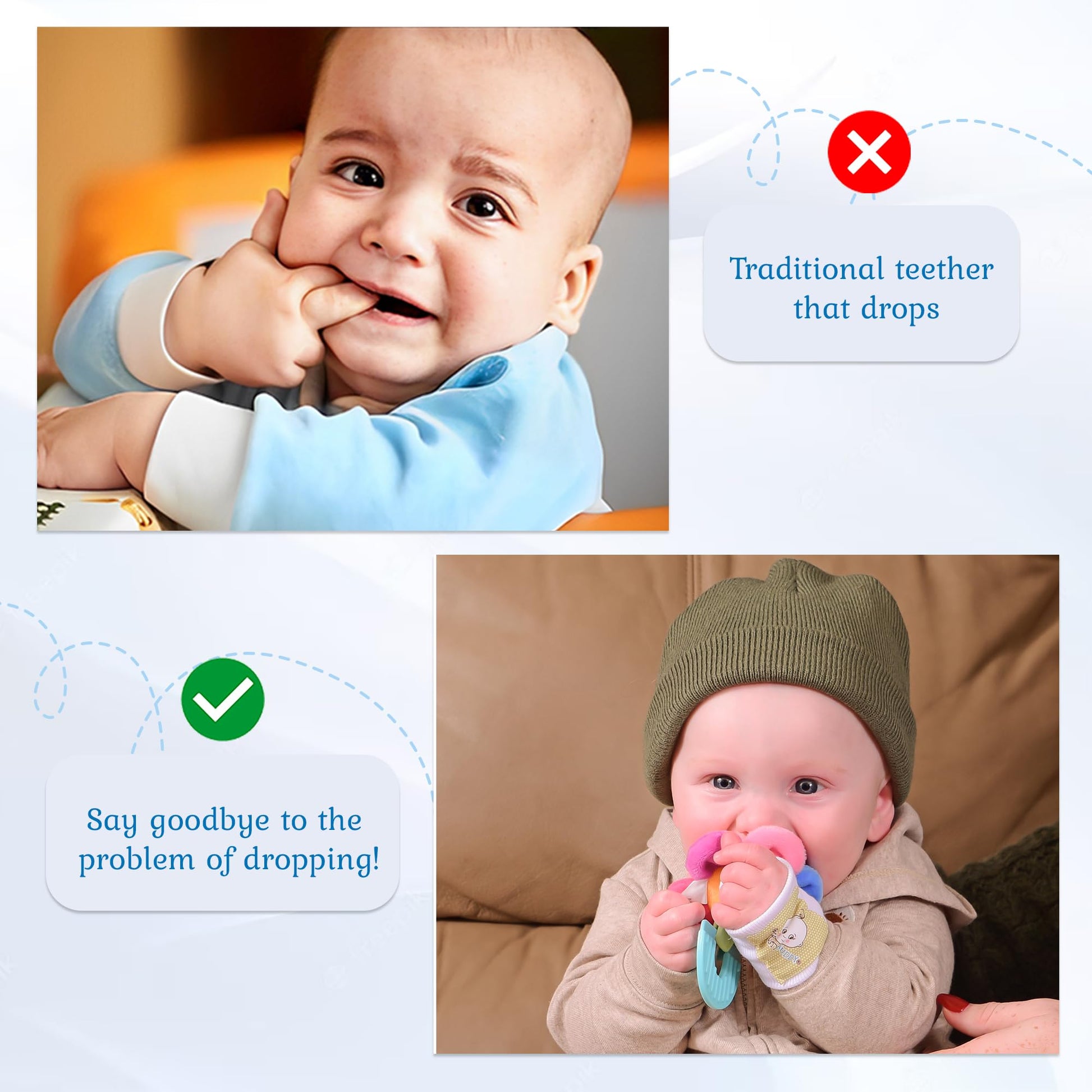 Wristy Buddy Teething Ring for Babies 0-6 8 10 12 Months | Cute Soft Flower Teething Toys & Gloves | Baby Teething Relief Toy Pack | Infant Chew Toys