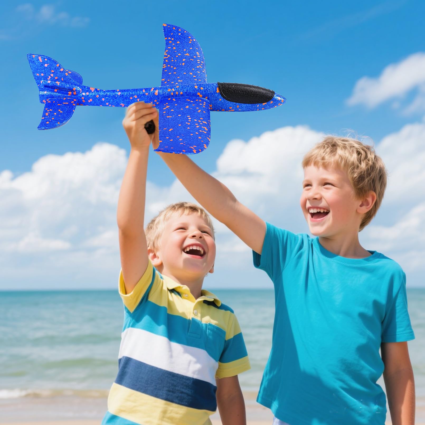Jeffbaubl 4 Pack Foam Airplanes, 17.5 inch Airplane Toys, Large Throwing Foam Plane, 2 Flight Mode Glider Plane Flying Toy for Kids 3-7 Year Olds