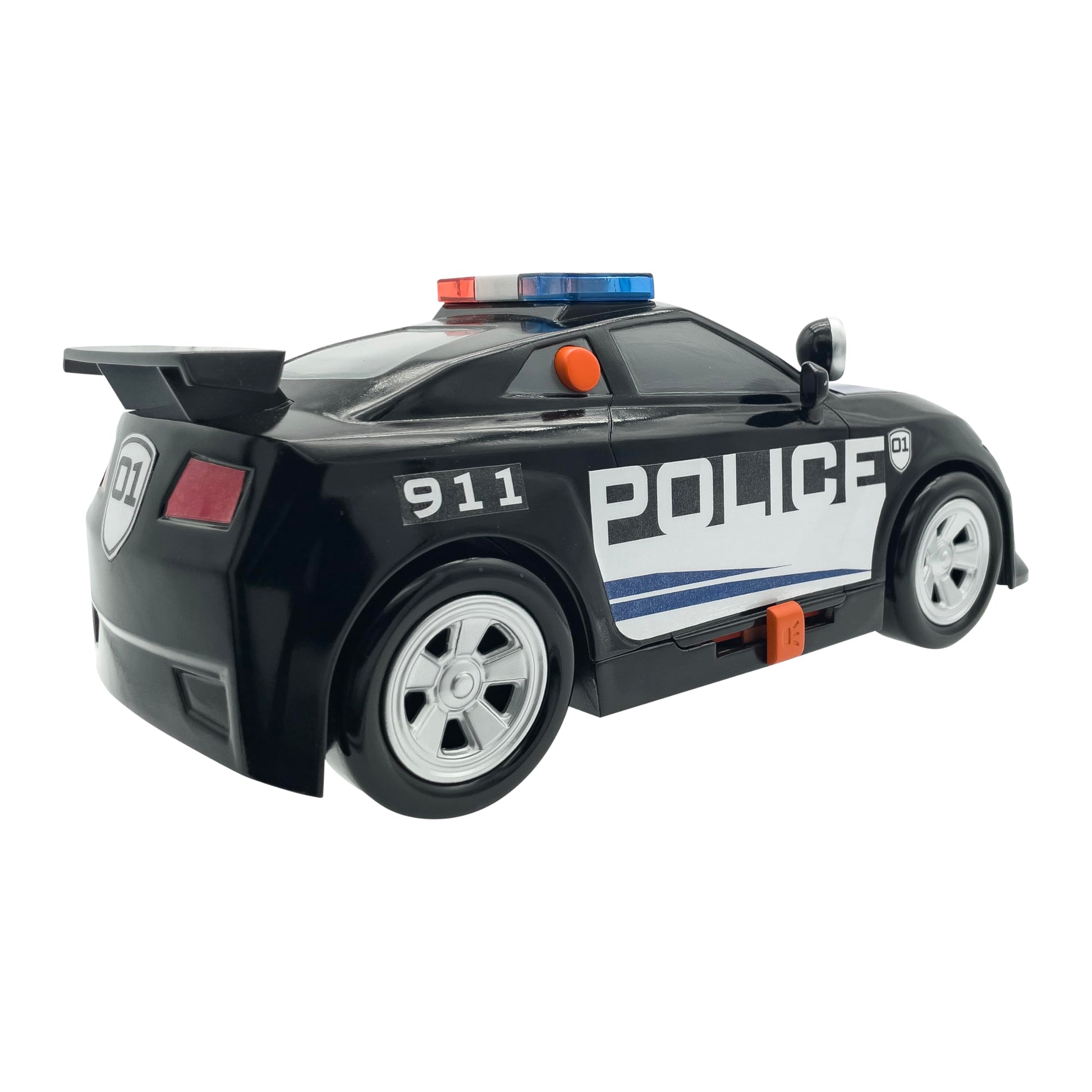 Mighty Fleet Power Movers 15” Interactive Police Car Toy - Motion Drive Motorized Action, Flashing Lights & Siren, Working Spotlight, Batteries