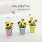 1Pc Miniature Sunflower, 1/12 Scale Miniature Dollhouse Accessories Decor, Resin Doll House Mini Sunflower Imagination Cultivation Gray