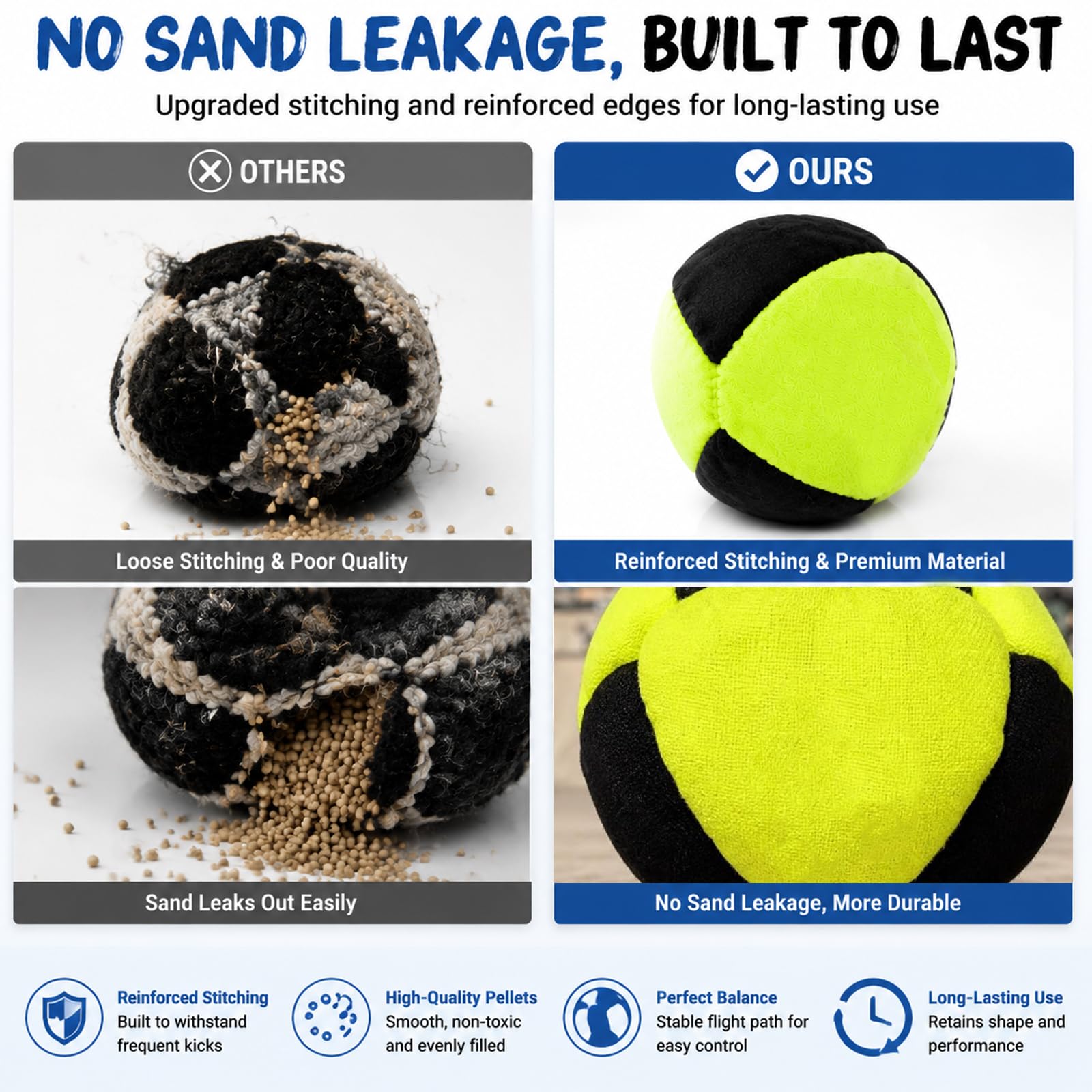 3Pcs Footbag Hacky Bag, Plush Footbag Sacks, Durable Fleece Juggling Balls