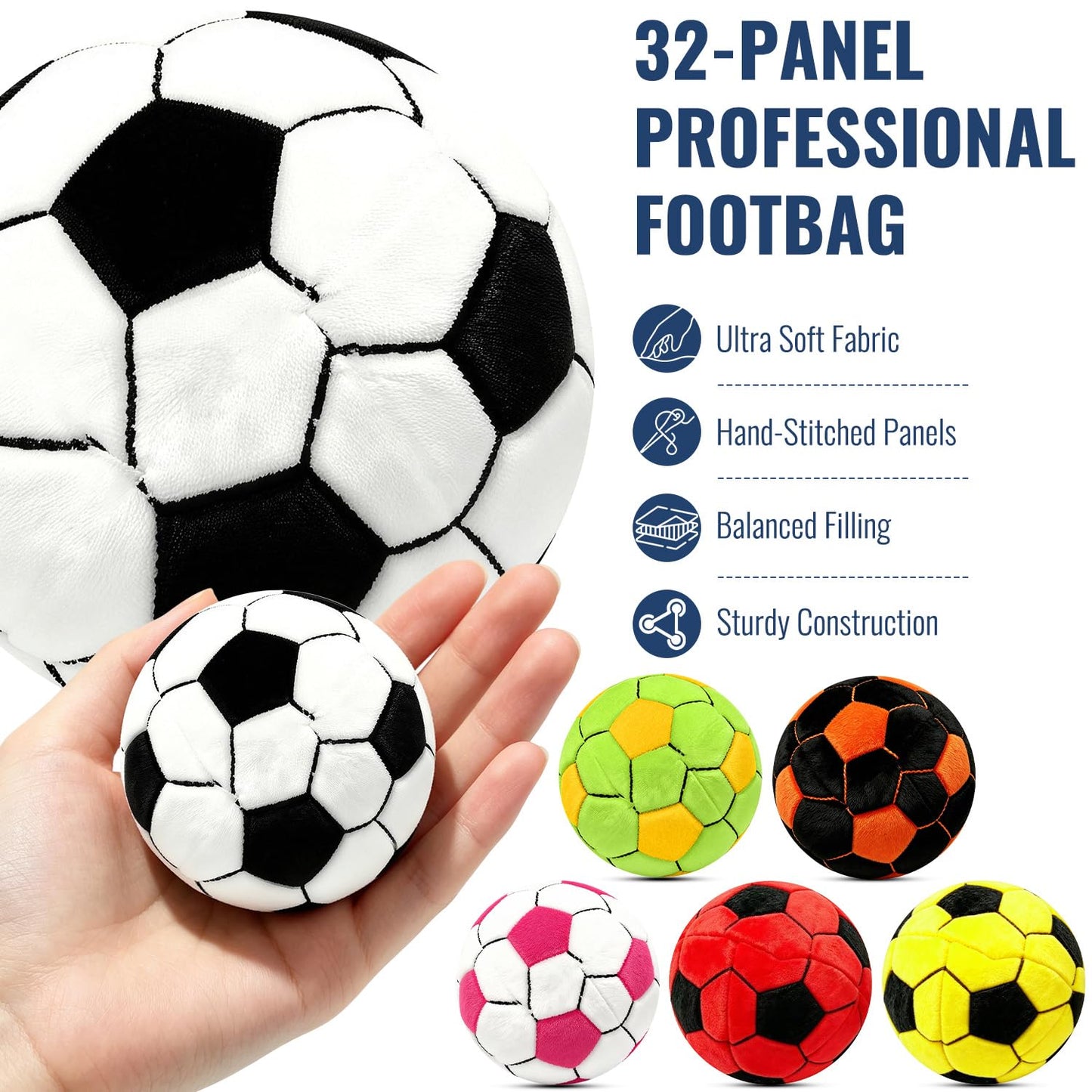 Sigoobal Footbag Sacks Set - 6 Pack Soft Multi-Color Footbags for Kicking Games, Juggling Practice, Outdoor Play, Party Activities and Skill Training
