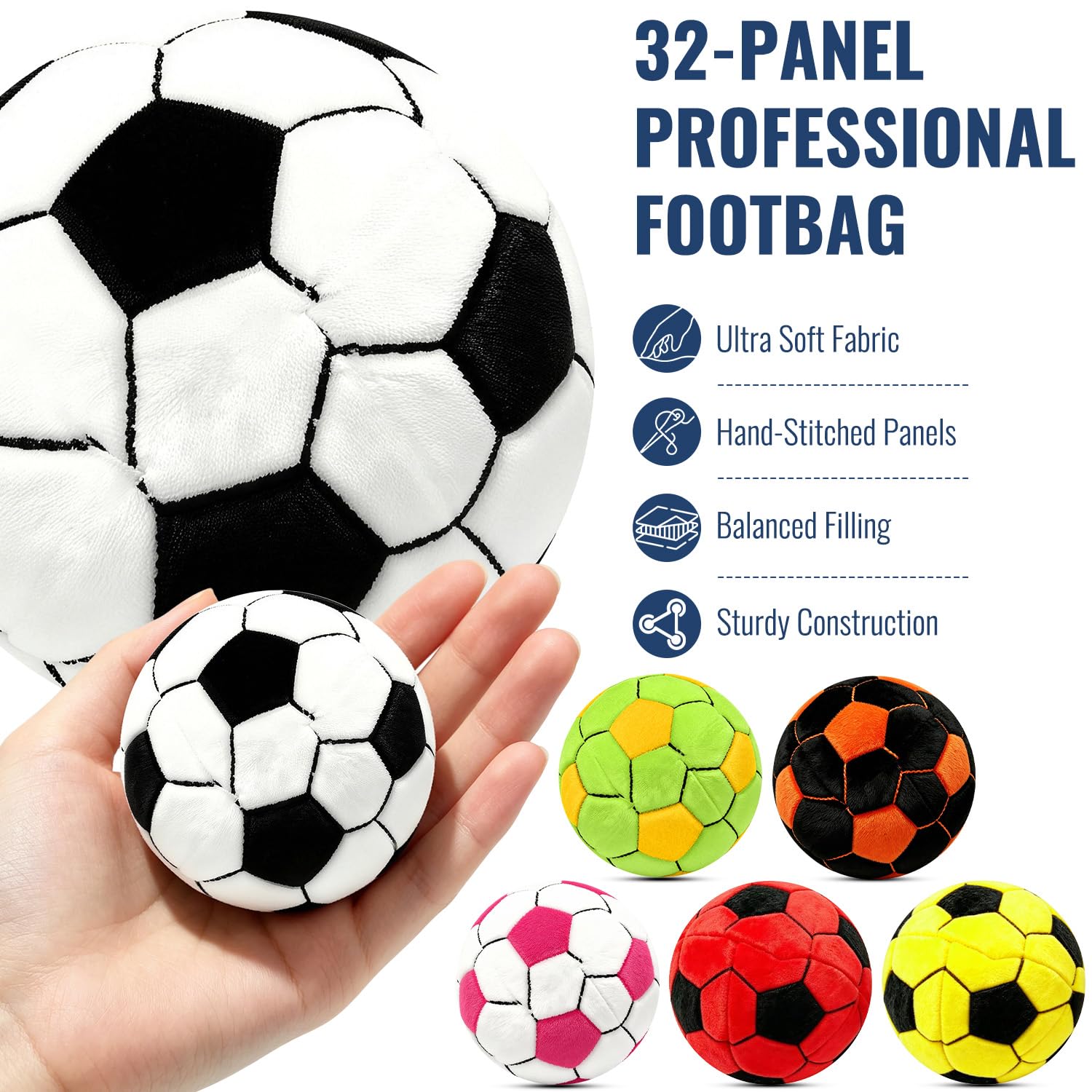 Sigoobal Footbag Sacks Set - 6 Pack Soft Multi-Color Footbags for Kicking Games, Juggling Practice, Outdoor Play, Party Activities and Skill Training
