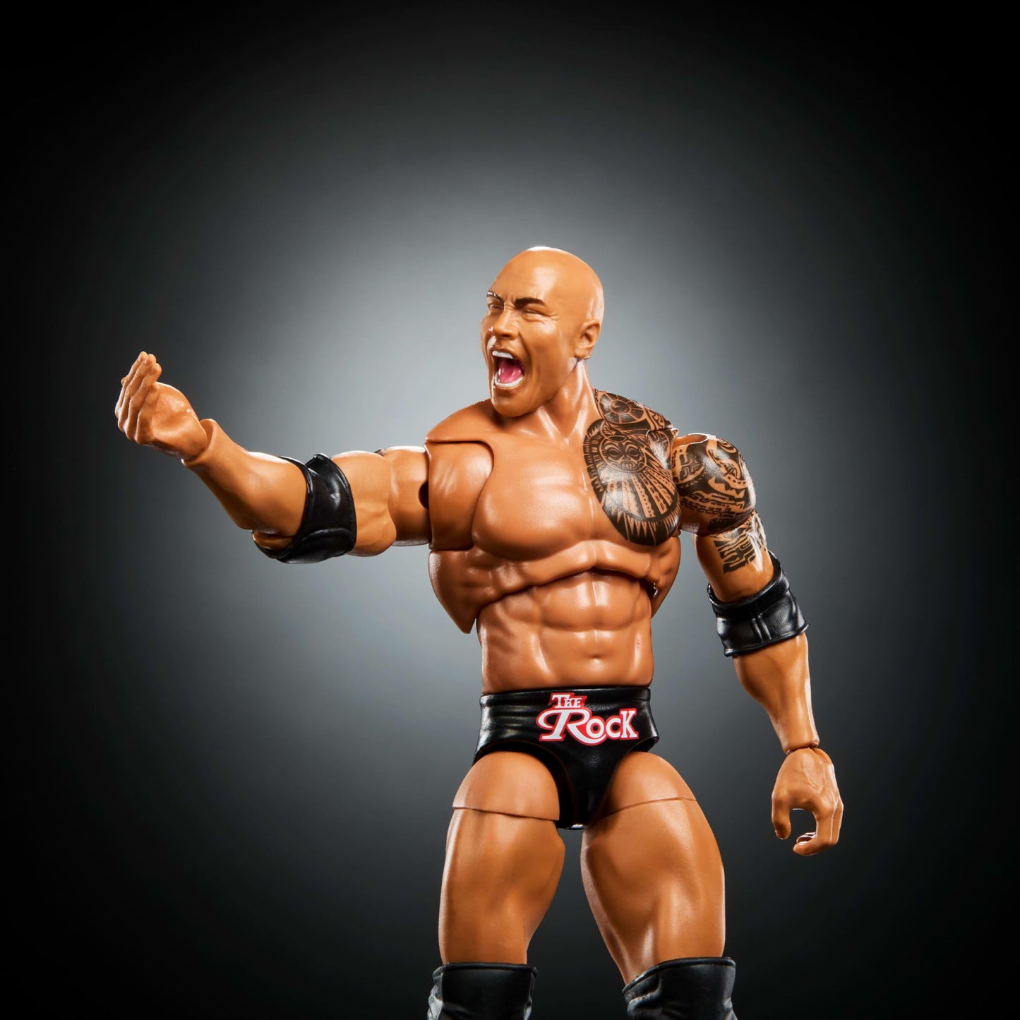 Mattel WWE Ultimate Edition Action Figure & Accessories Set, The Rock Final Boss 6-inch Collectible with Swappable Heads & Hands, 30 Articulation