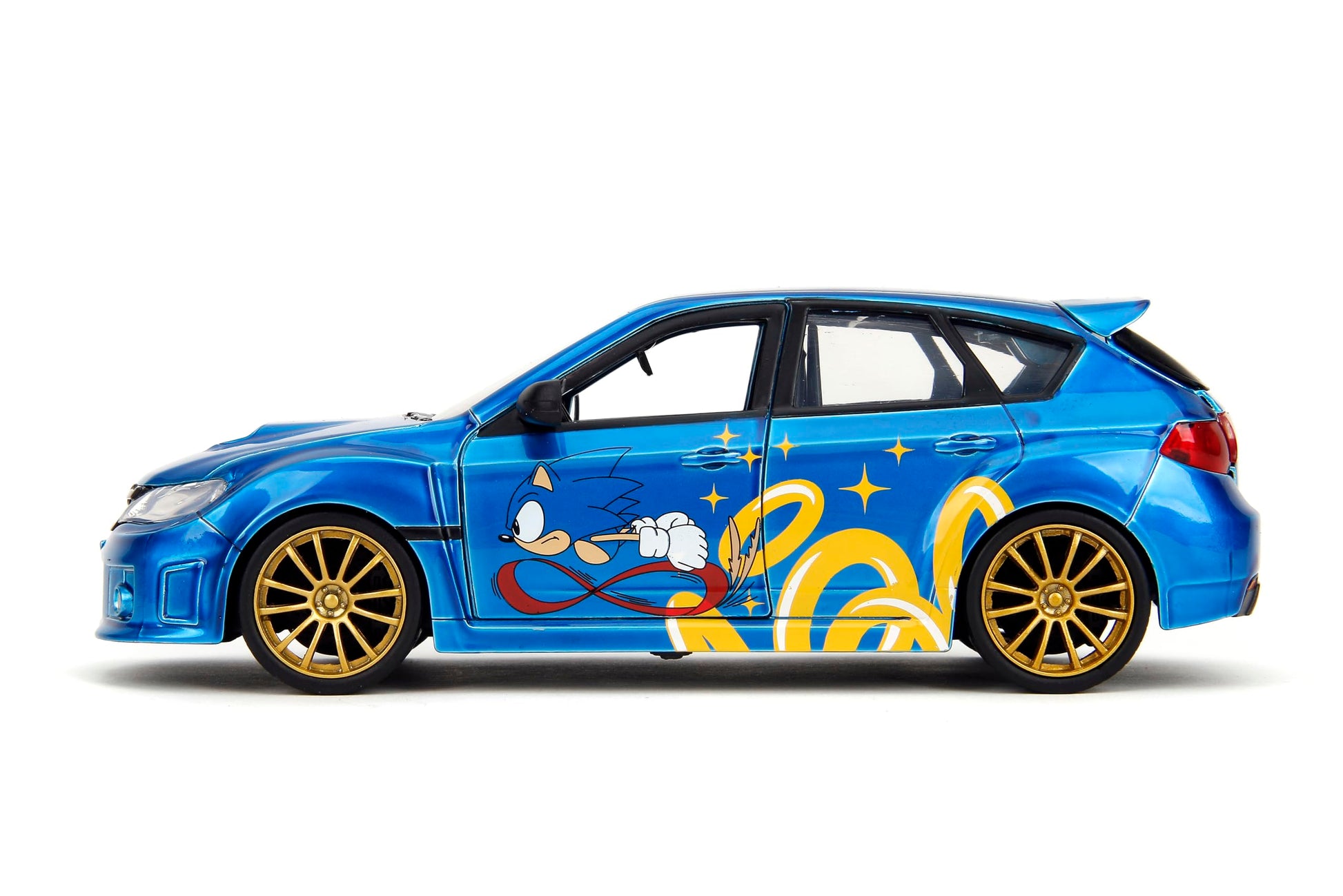 Jada Sonic The Hedgehog 1:24 2012 Subaru Impreza WRX STI Die-cast Car & Sonic Figure, Toys for Kids and Adults