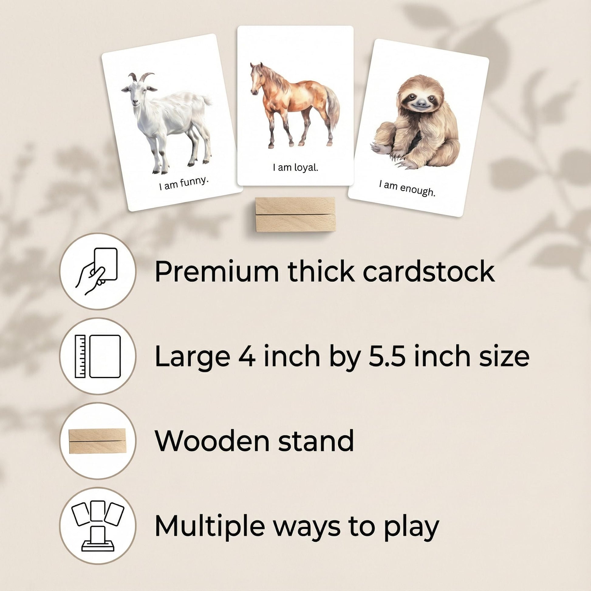 Animal Power an Affirmation Adventure - Affirmation Cards for Kids - Educational Animal Games for Kids 5-8 Year Old - Motivational Cards