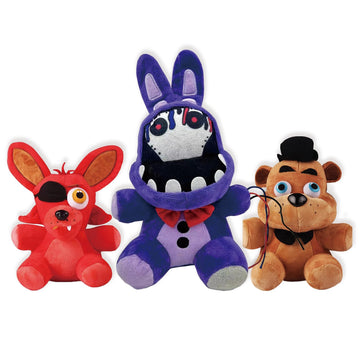 TZMAPU Fazbear Plush Foxy, Withered Purple Bunny, Stuffed Animal Figure Toys Gift for Kids, Security Breach Plush for Lovers (3PCS)