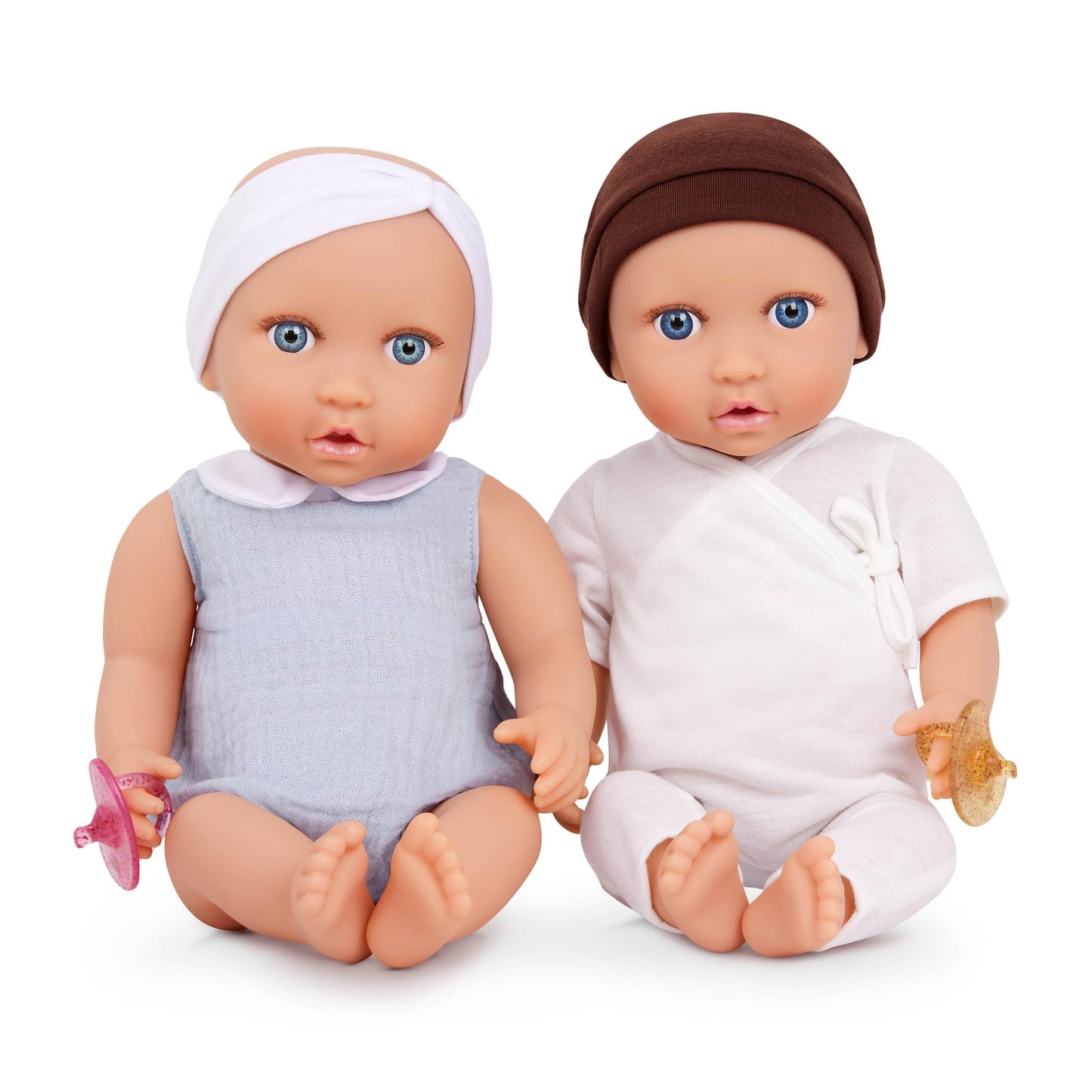 LullaBaby - 14-inch Realistic Baby Twin Dolls - Fair Skin Tones & Blue Eyes - Soft Bodies & Removable Outfits - Hat, Headband & Pacifier Accessories
