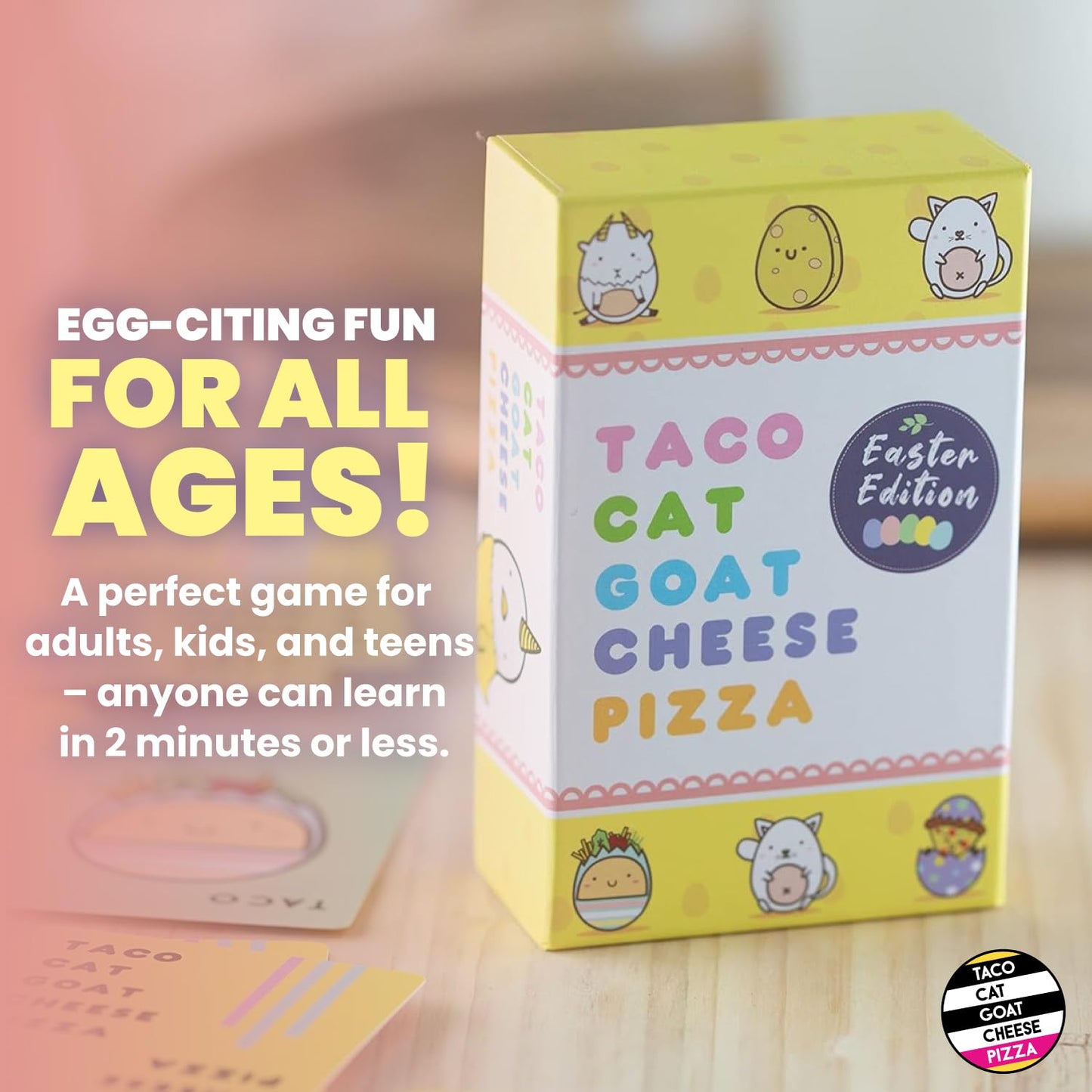 Taco Cat Goat Cheese Pizza Easter Edition Card Game for Family Game Night | Candy-Free Easter Basket Stuffers | Easy to Play 15 Minute Rounds | Fun
