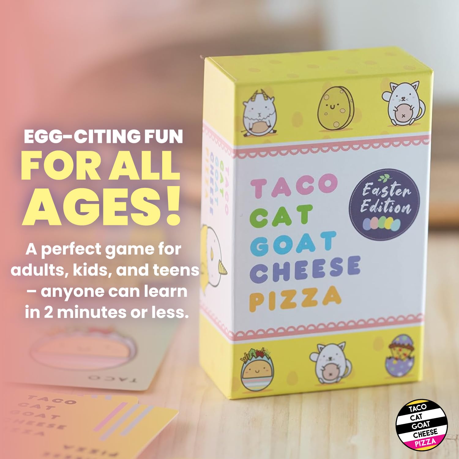 Taco Cat Goat Cheese Pizza Easter Edition Card Game for Family Game Night | Candy-Free Easter Basket Stuffers | Easy to Play 15 Minute Rounds | Fun