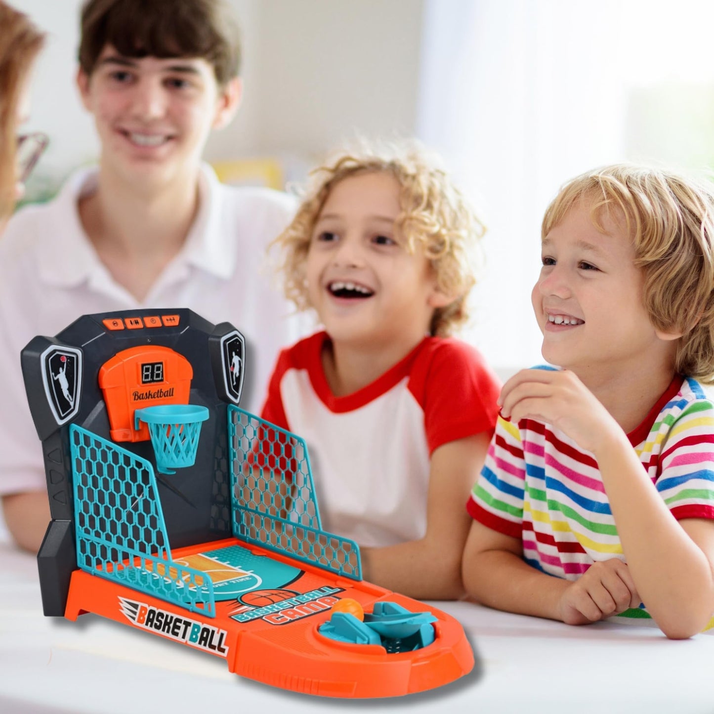 OLEOCA Tabletop Basketball Game - Compact Mini Desktop Arcade, Moving Target Indoor Desk Game with Electronic Scoring, Lights & Sound, Skill-Building