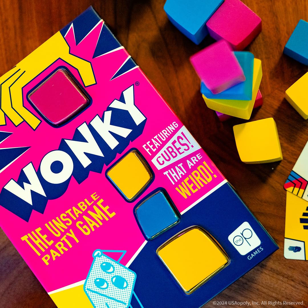 Wonky: The Unstable Party Game, An Abstract Strategy and Dexterity Wooden Block Stacking Game for All Ages, Tower Balancing Game, 9 Colorful Wooden