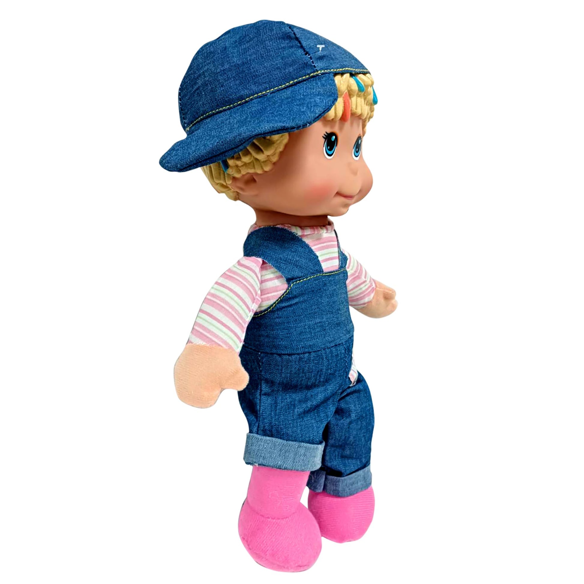 Goldberger Baby's First: My Alphabet Boy Doll - Blue Denim Overalls - Interactive Singing Musical Doll, Teaches ABC's & Fun Words, Soft Toy