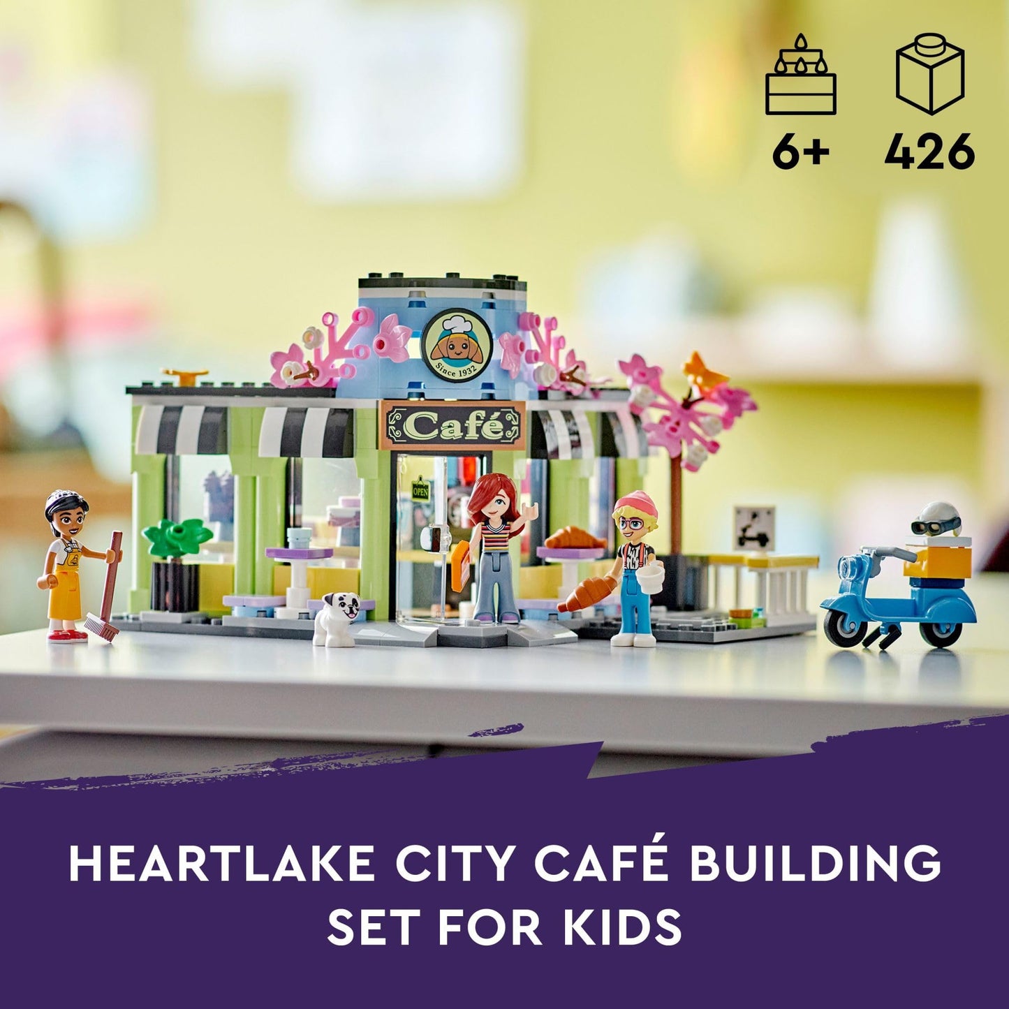 LEGO Friends Heartlake City Café Shop Toy for Kids, Bakery Building Set, Birthday Gift Idea for Girls and Boys Ages 6 Years and Up with 3 Mini Dolls