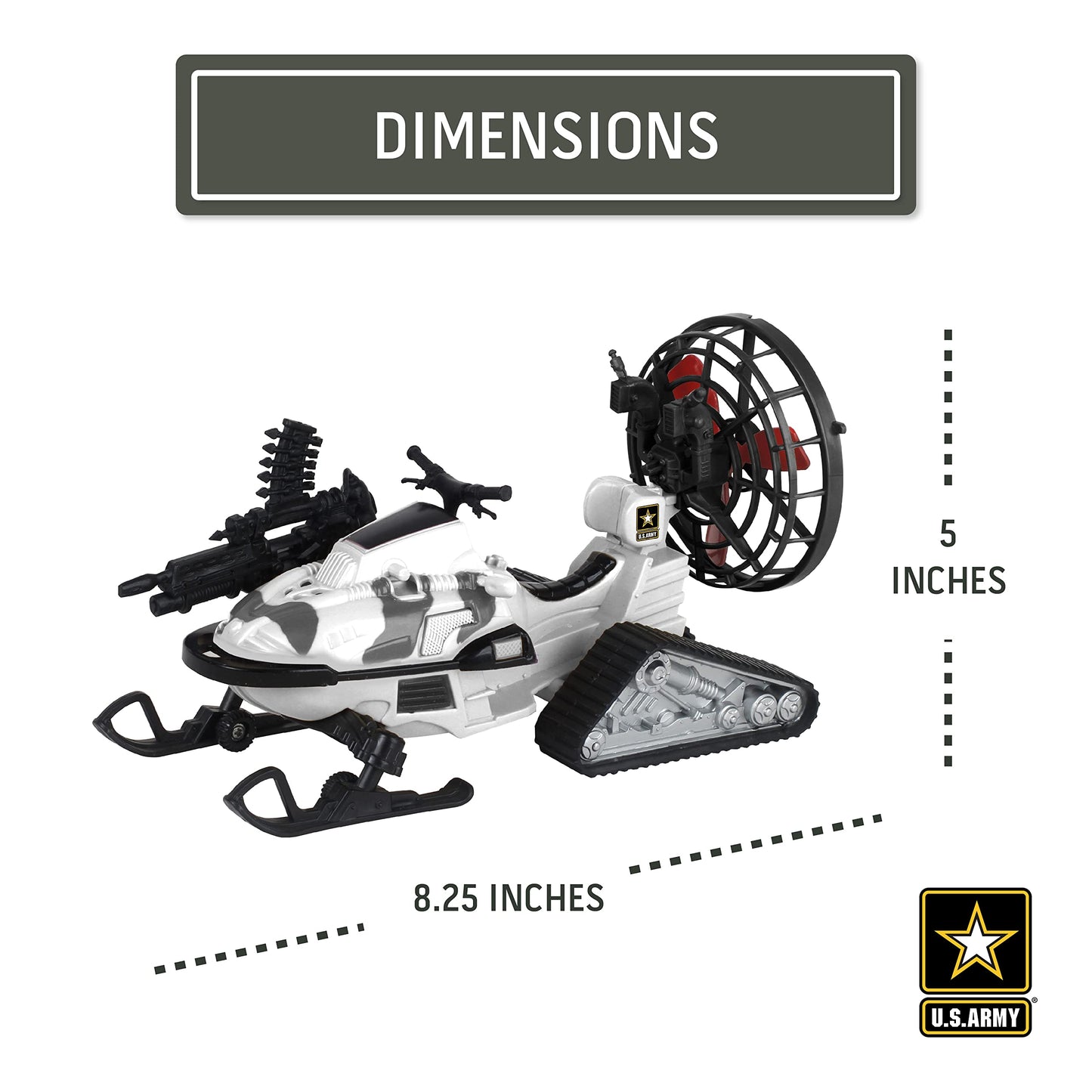Lollipop United States Army Action Figures & Kids Snowmobile Military Toys Set w/ Snow Mobile, Soldier, Weaponry & Play Vehicle Accessories, 3+