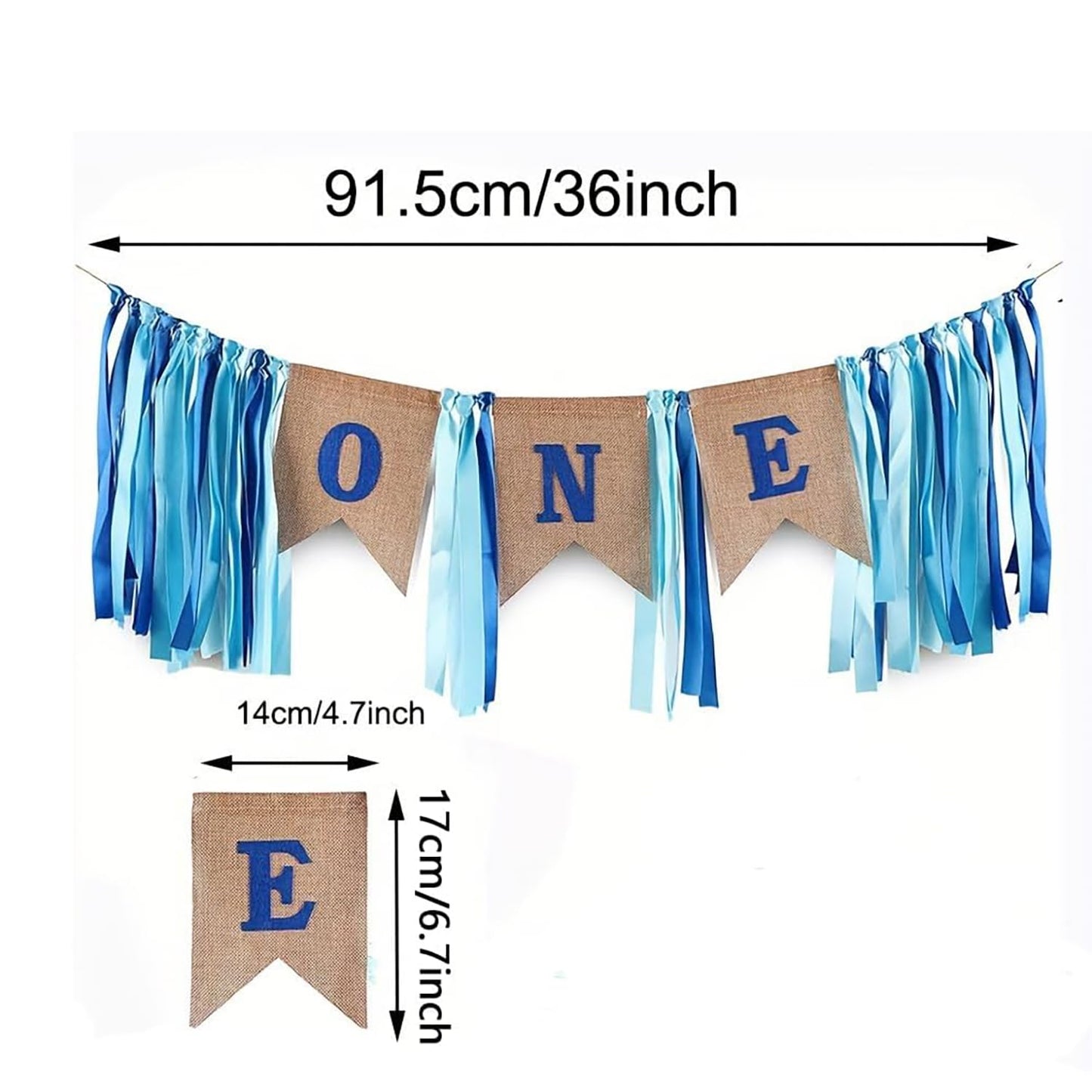 Premium Blue Big One Highchair Banner for 1st Birthday Party, Rustic First Birthday Decorations, Wall Hanging Ornament and High Chair Decor for Baby
