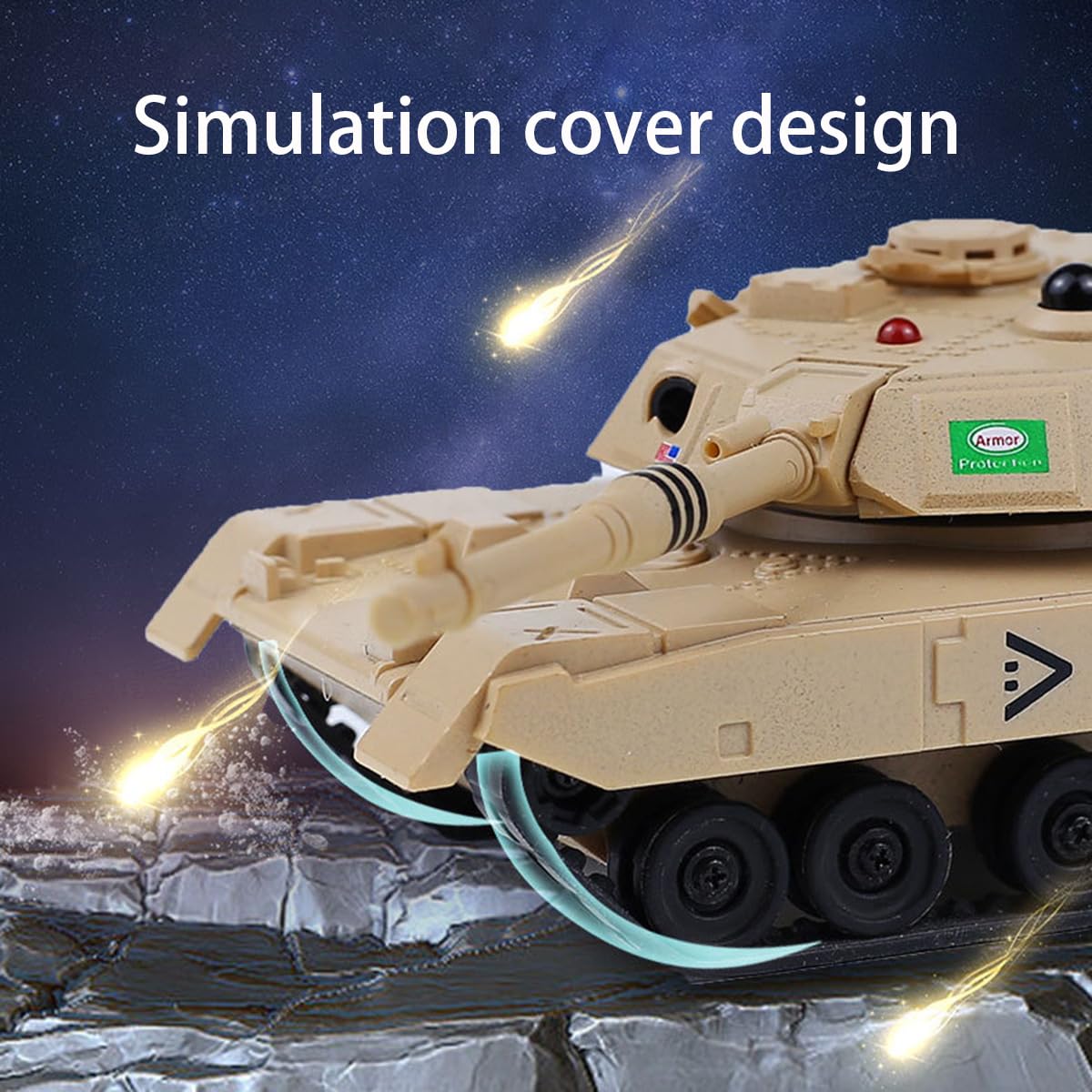 KALASU Remote Control Tank, 2.4GHz 9-Channel RC Combat Vehicle with Sound, Lights, Rotating Turret. Children's Military Toy for Boys and Girls