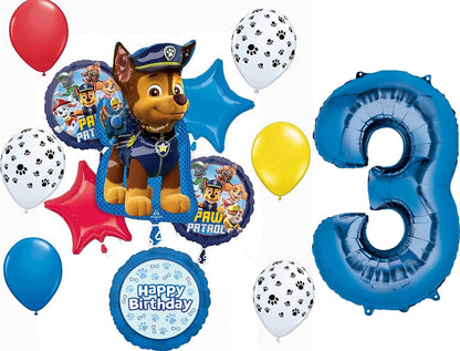 Anagram Paw Pups on Patrol 3rd Birthday Party Supplies Chase 13pc Balloon Bouquet Decorations