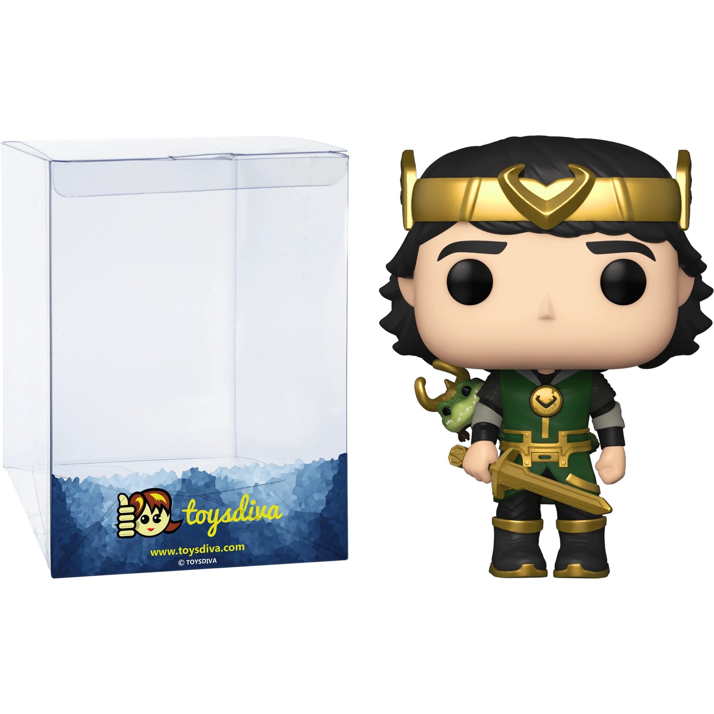Funko Kid L o k i : P o p ! Vinyl Figurine Bundle with 1 Compatible 'ToysDiva' Graphic Protector (900-55746 - B)