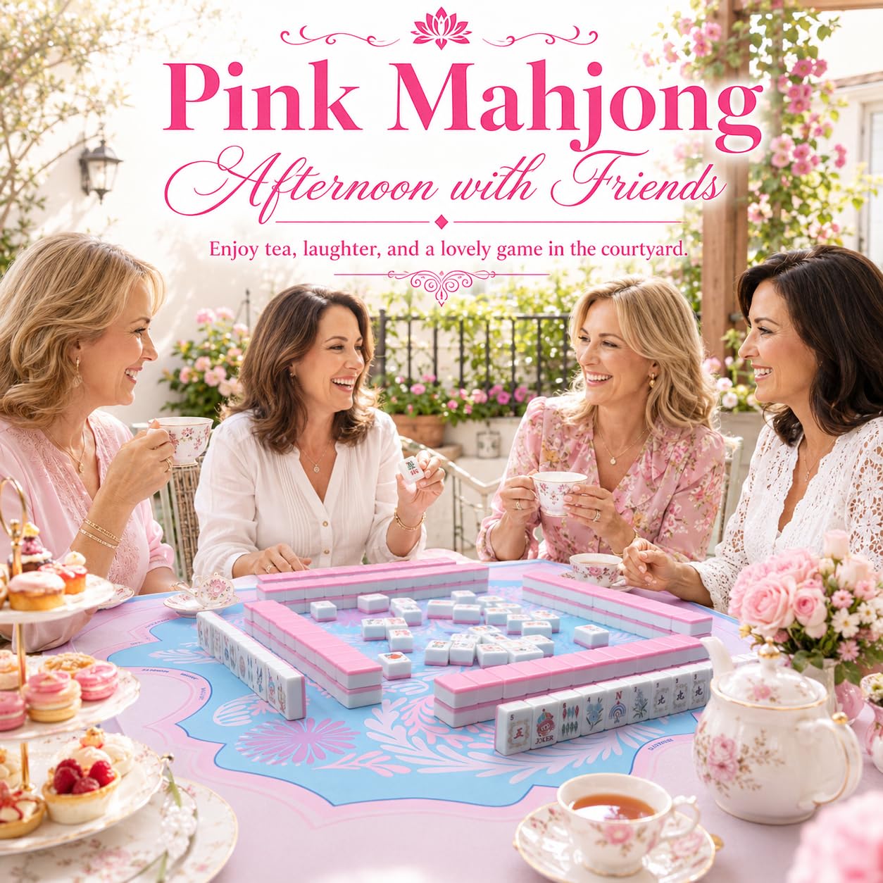 Pink American Mahjong Set, 168 Premium Melamine Tiles with 12 Jokers, Luxury Gift Box Mahjongg Set for Women, Moms & Grandmas, Portable Board Game