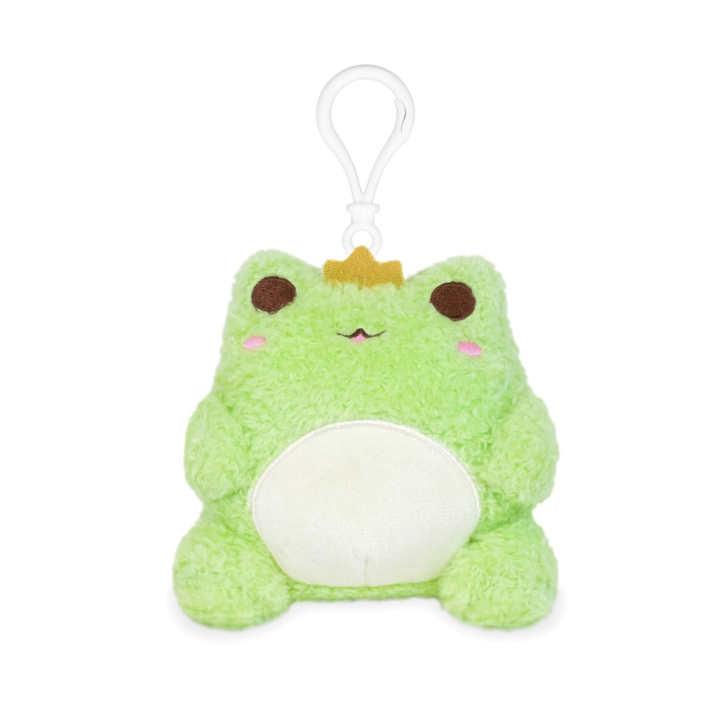 Cuddle Barn PlushGoals - Mini Wawa the Prince Clip Super Soft Cute Kawaii Frog Stuffed Animal Plush Toy Keychain Bag Charms, 4 inches