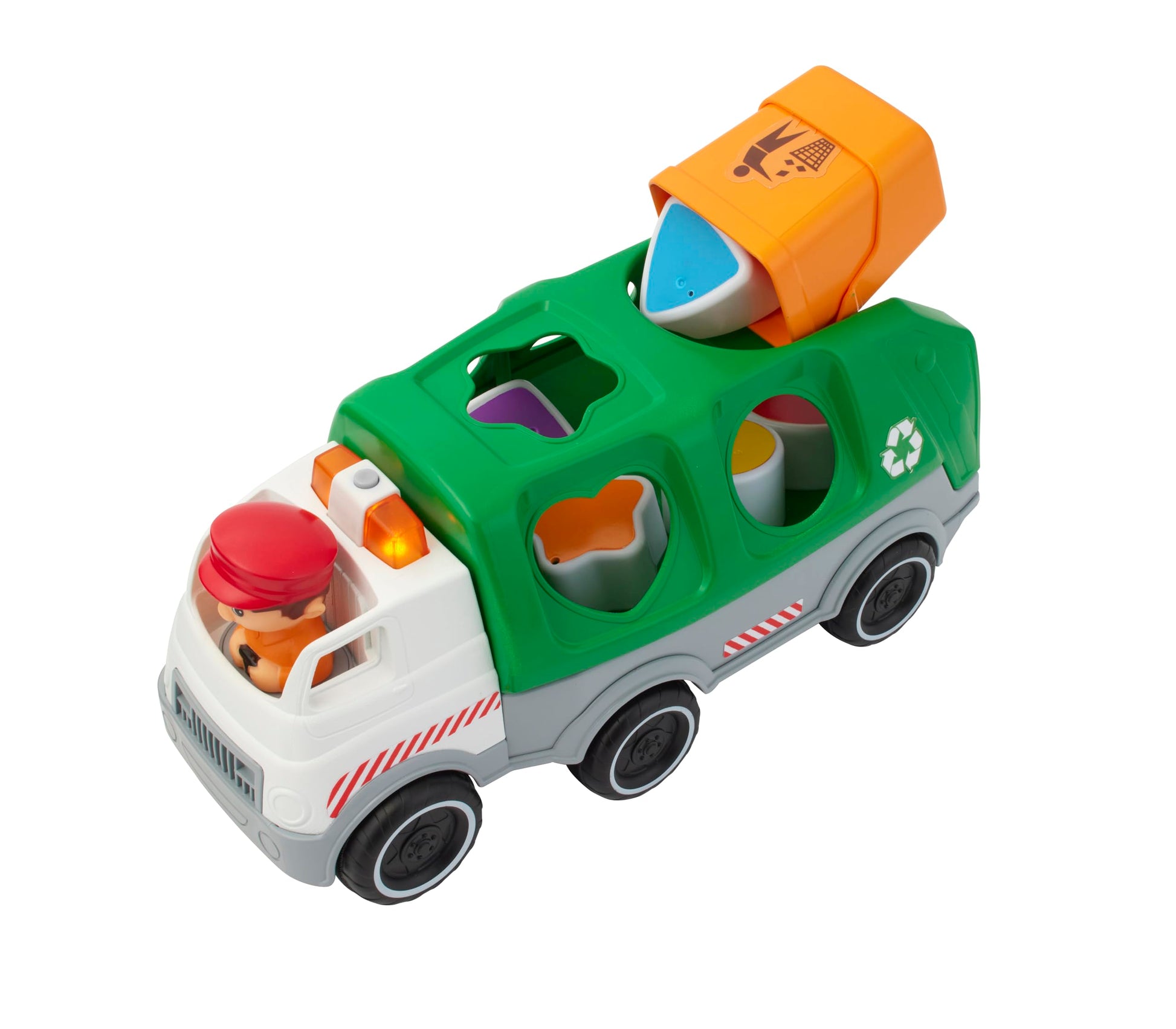 Kidoozie Shape Sorting Recycling Truck Ages 12 Months+, Motorized, Garbage Truck, Light & Sound