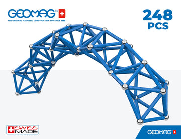 Geomag Masterbox Magnetic Toys for Kids Ages 8+, 248pc Blue Educational STEM Magnets for Kids - Swiss-Made Magnetic Blocks, Tiles and Building Toys