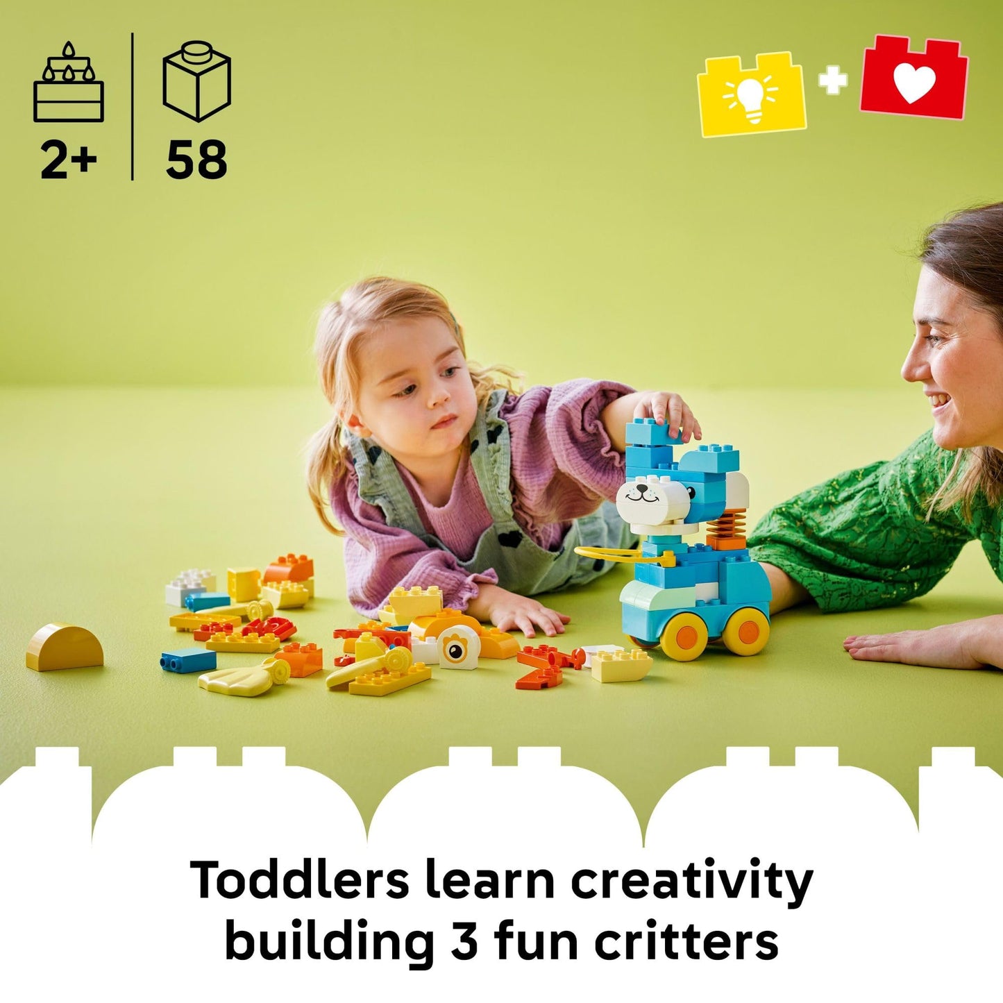LEGO DUPLO Town 3 in 1 Animals on Wheels Building Toy - Learning Play Set for Toddler Boys & Girls, Ages 2+ - Animal Building Blocks for Sensory