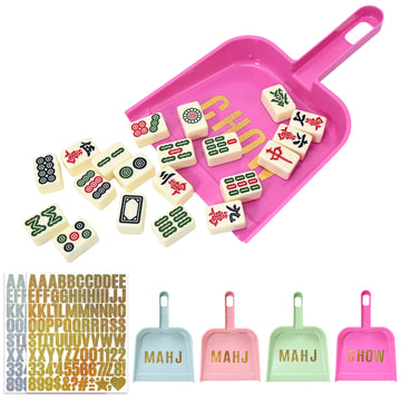 Xelbreelark 4-Piece Mahjong Tile Shuffler Set with 4 DIY Stickers | Ultra-Thin Shuffler Paddles & Cute Decorative Accessories | Fun Mahjong Gifts