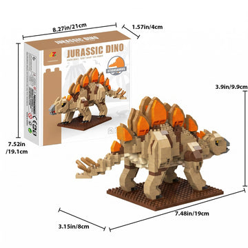 870-Piece Dinosaur Stegosaurus Model Building Kit, Micro Blocks Set with Display Stand, DIY Construction Project for Adults, Desk Decor & Creative Fun