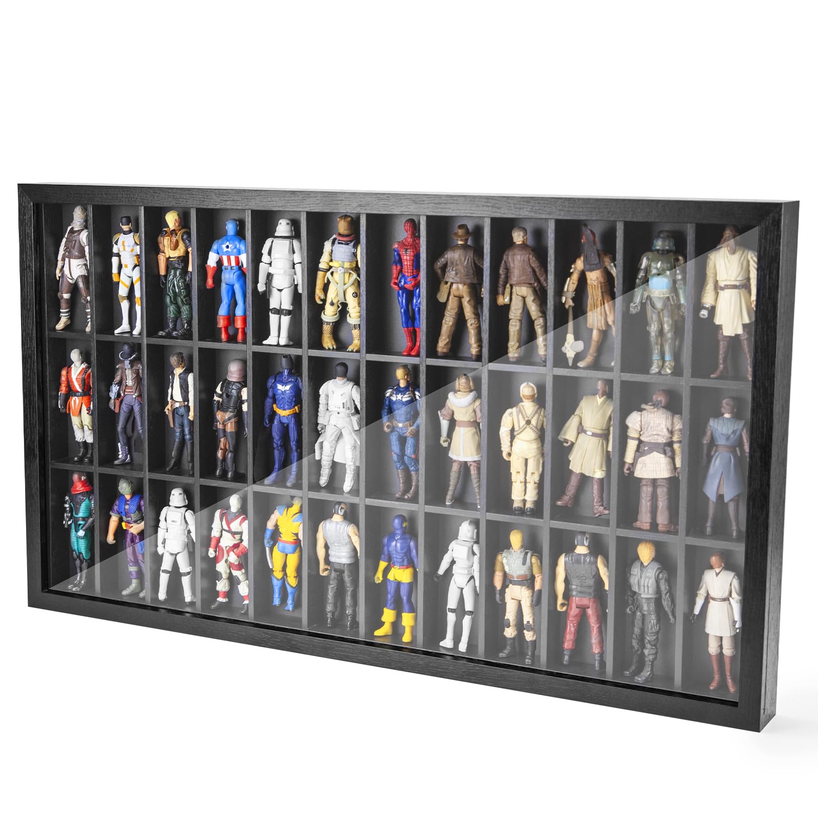 3.75 inch Figure Collectors Showcase, Display Frame Case for Action Figures, Dustproof Cabinet Box for Collectibles, Compatible with Star was/ Gi Jeo