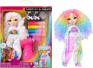 Rainbow High Air Brush & Create DIY Fashion Doll with Airbrush Marker Kit, Washable Rainbow Markers, Long Hair, Green Eyes, Color, Create, Play, Rinse
