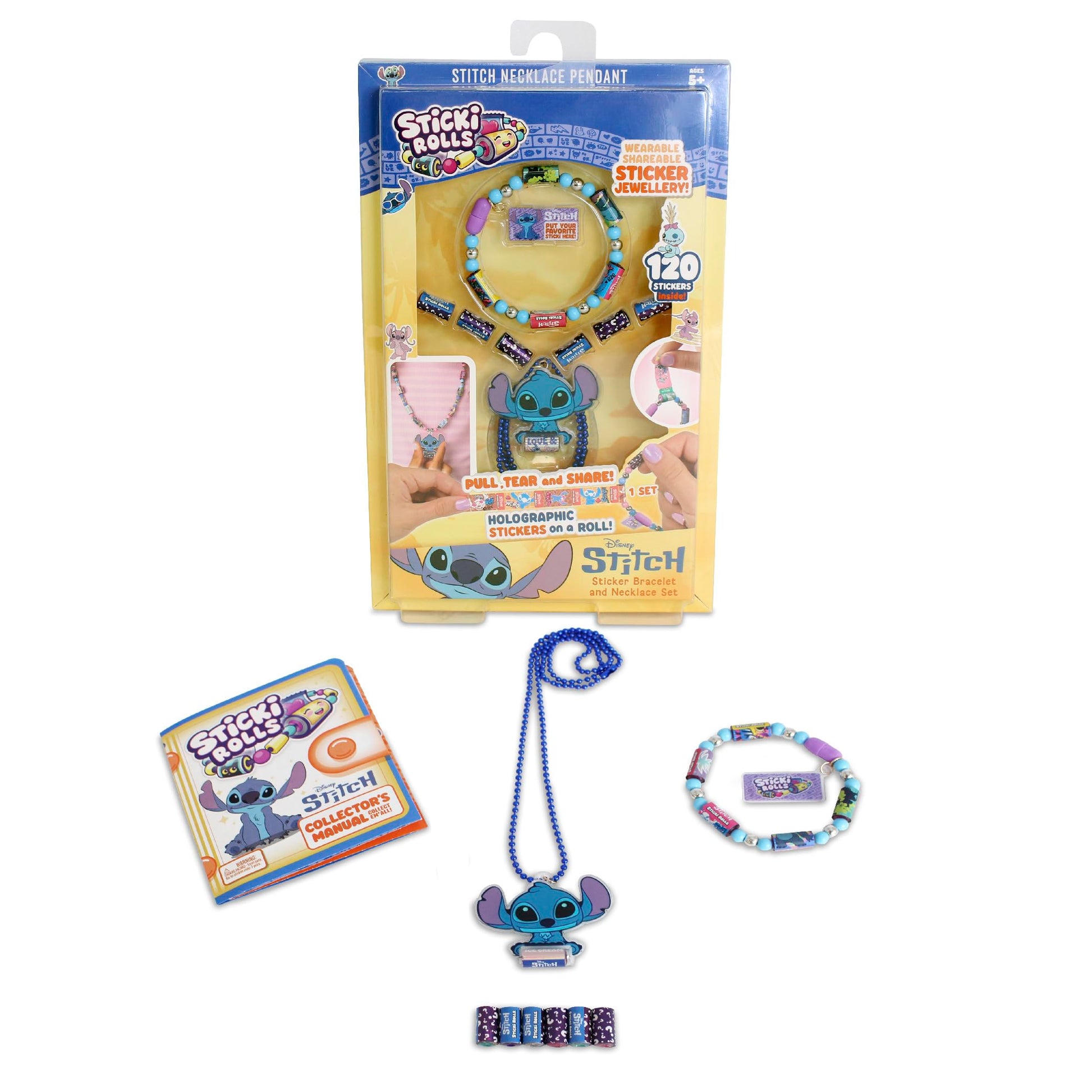 Sky Castle Sticki Rolls Stitch Pendant Pack | The Original Wearable Shareable Stickers with Toy Pendant and Bracelet | Collect and Share | Ages 5