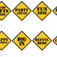 Oojami Construction Birthday Party Supplies - 4 Pack Plastic Tablecovers 54"x108" with 8 Traffic Sign Cutouts - Dump Truck Theme Decorations for Kids