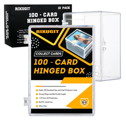 RIXUGIT 10-Pack 100-Count Deck-Case Card-Box - Hinged Trading Card Storage Box, Trading Deck Boxes, Clear Case Collection Storage Box for Gaming