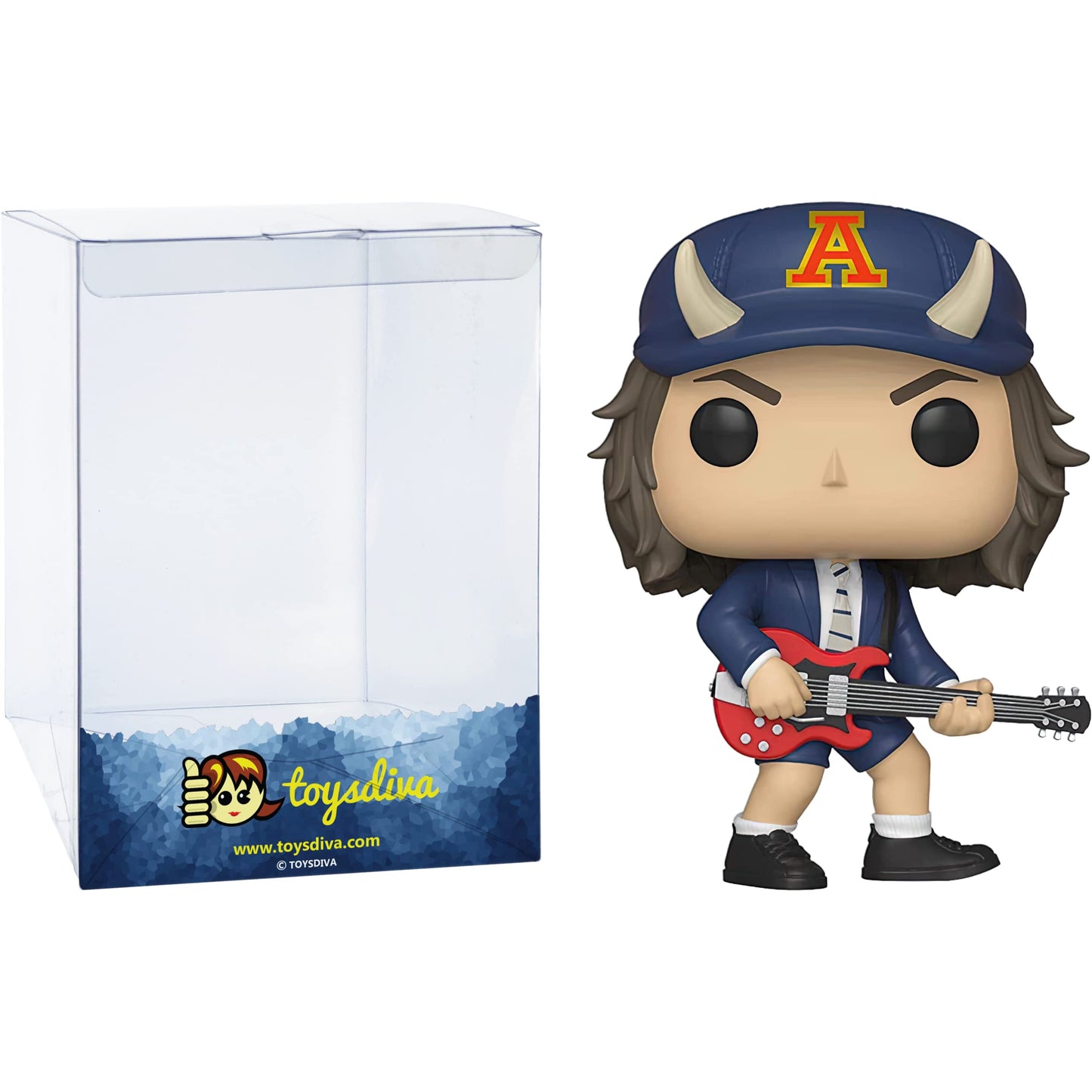 A n g u s Y o u n g (Chase): P o p ! Rocks Vinyl Figurine Bundle with 1 Compatible 'ToysDiva' Graphic Protector (36318 - B/A)