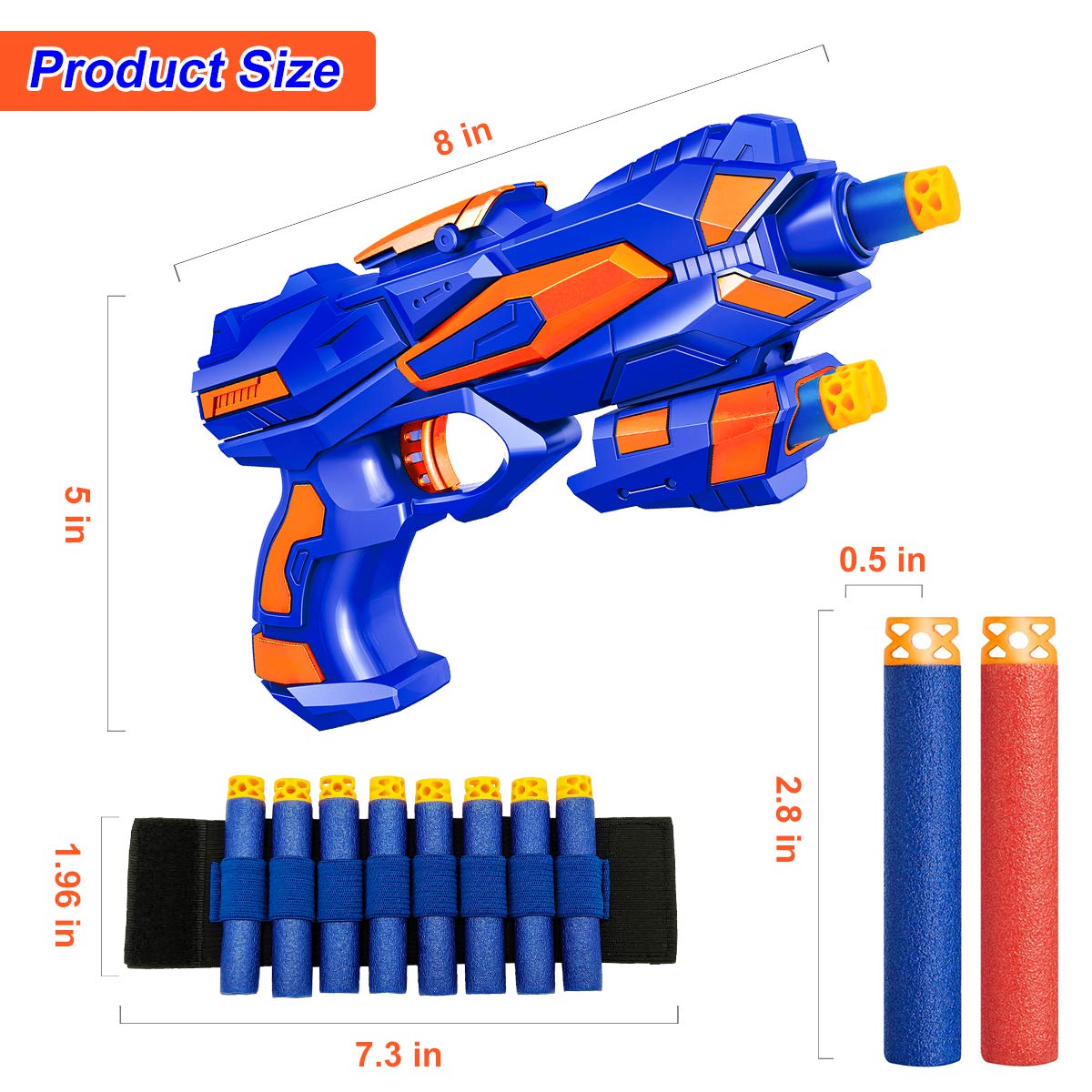 2 Pack Boys Toy Guns-Soft Foam Darts&Wrist Bands, Party Supply for Kid 3-9