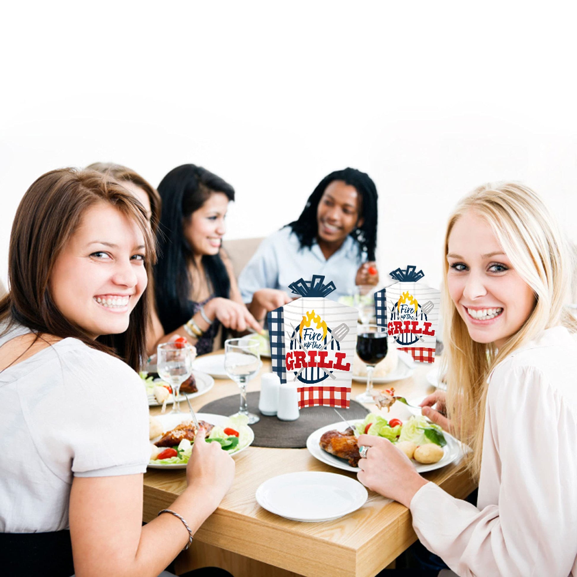 Big Dot of Happiness Fire Up the Grill - Table Decorations - Summer BBQ Picnic Party Fold and Flare Centerpieces - 10 Count