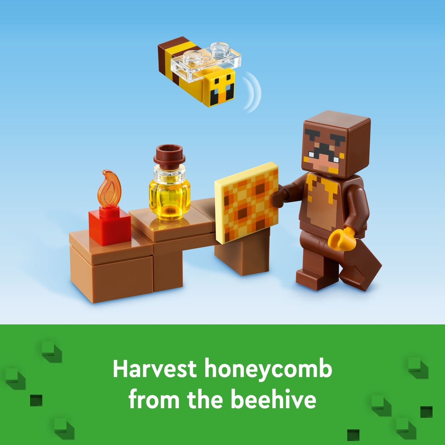 LEGO Minecraft The Bee Cottage Building Set - Construction Toy with Buildable House, Farm, Baby Zombie, and Animal Figures, Game Inspired Birthday