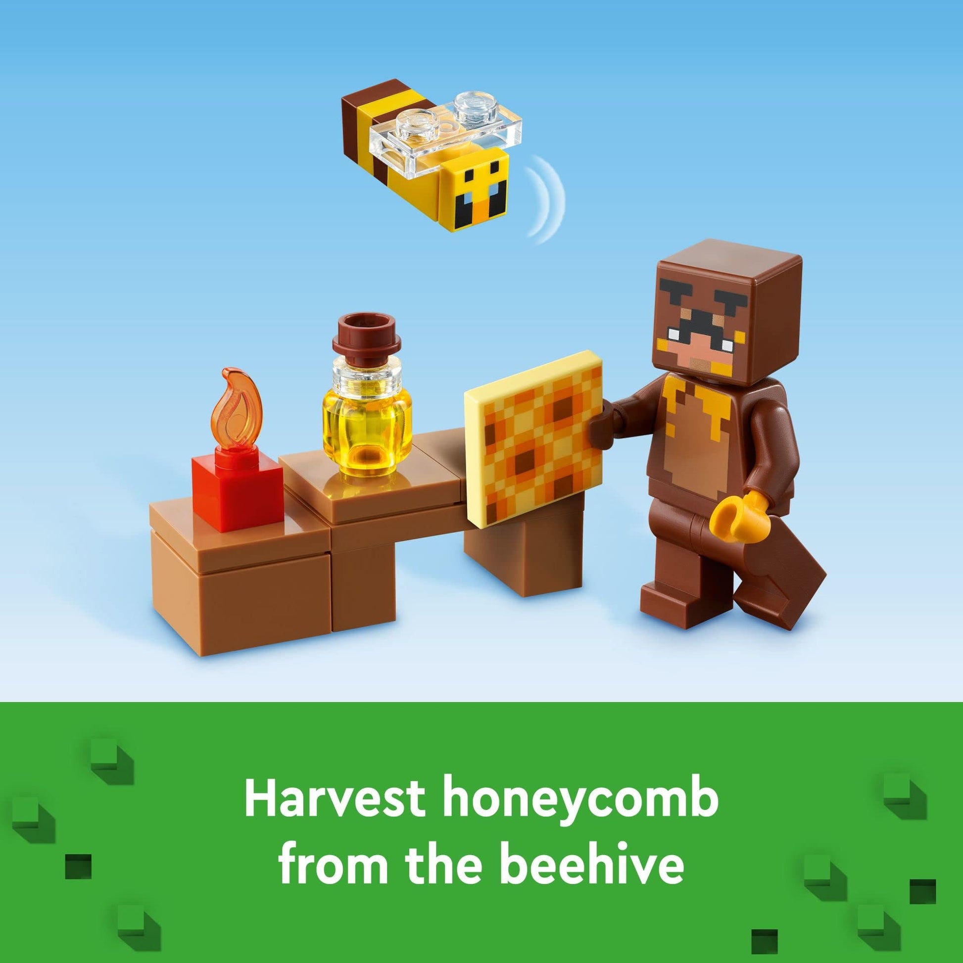LEGO Minecraft The Bee Cottage Building Set - Construction Toy with Buildable House, Farm, Baby Zombie, and Animal Figures, Game Inspired Birthday