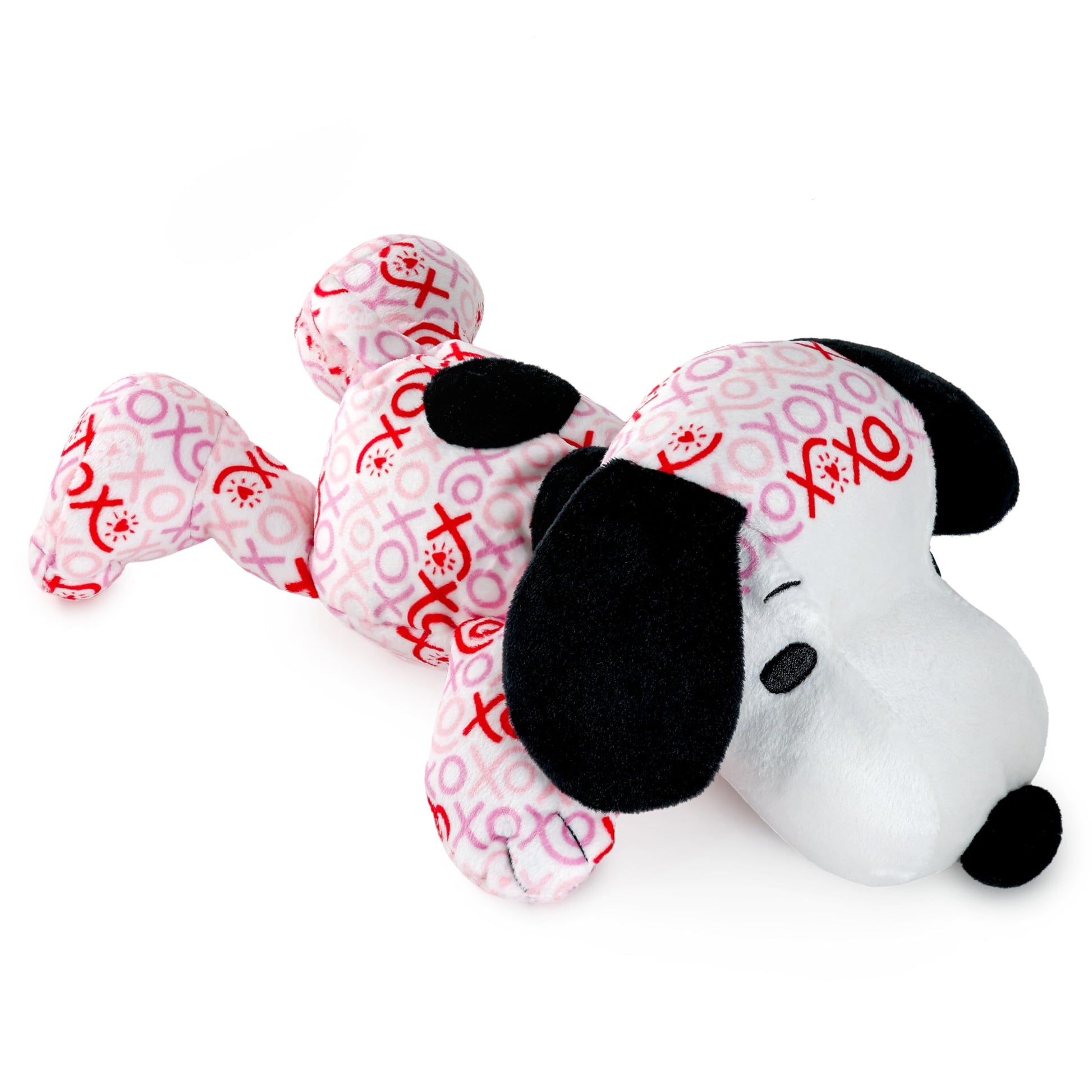 Hallmark Peanuts Valentine's Day Floppy Snoopy Plush Toy (Pink and Red XOXO on White) Gift for Kids, Grandchildren, Spouse