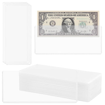 25PCS Clear Banknote Holders - Top-Load Hard Bill Currency PVC Holders 6.6"x2.8" Sleeves Display Holder for Paper Money Dollar Bill Collection