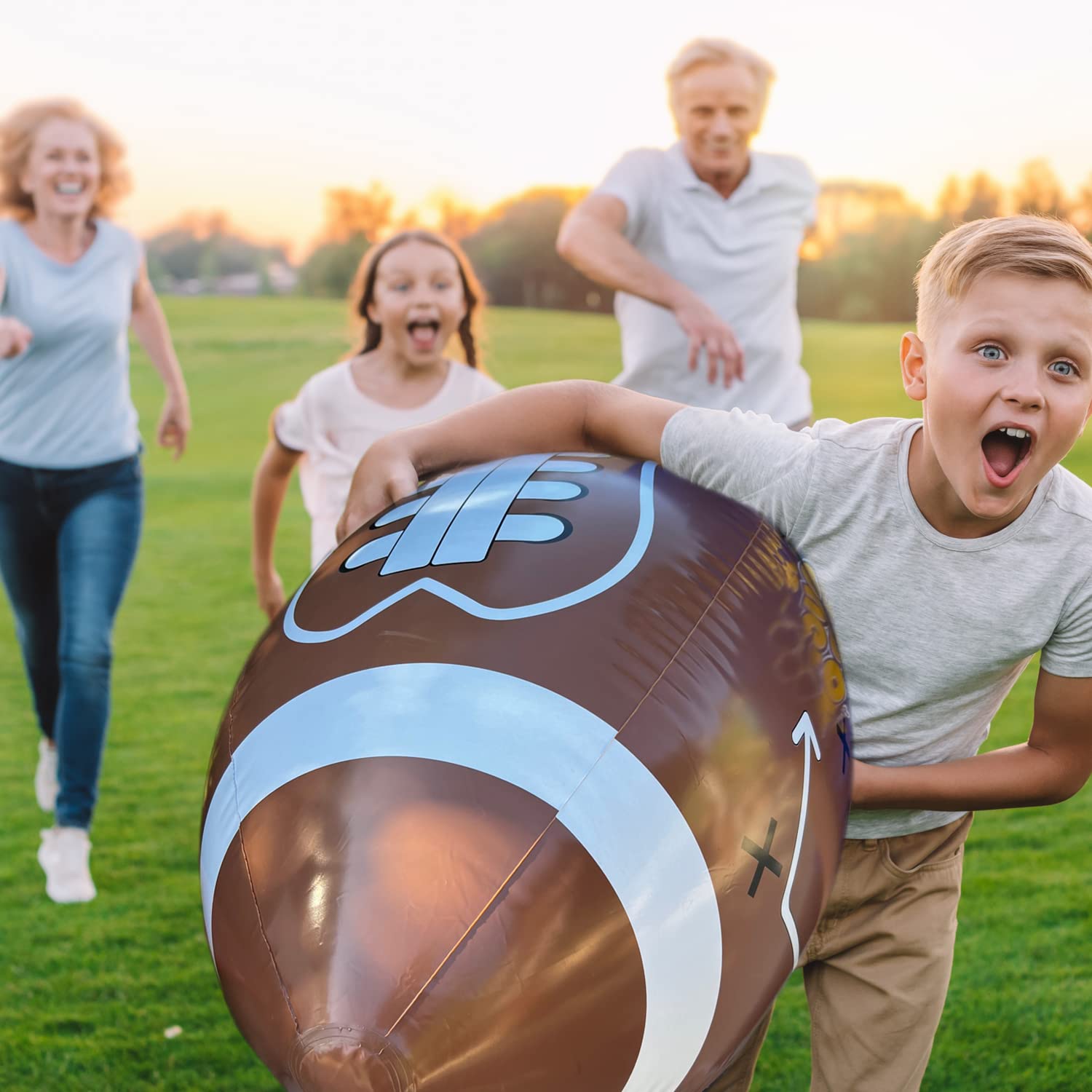 GiftExpress 40" Giant Jumbo Inflatable Football with Tee Set for Football Party, Gameday, American Sport Themed Decorations, Super Fun Football Games