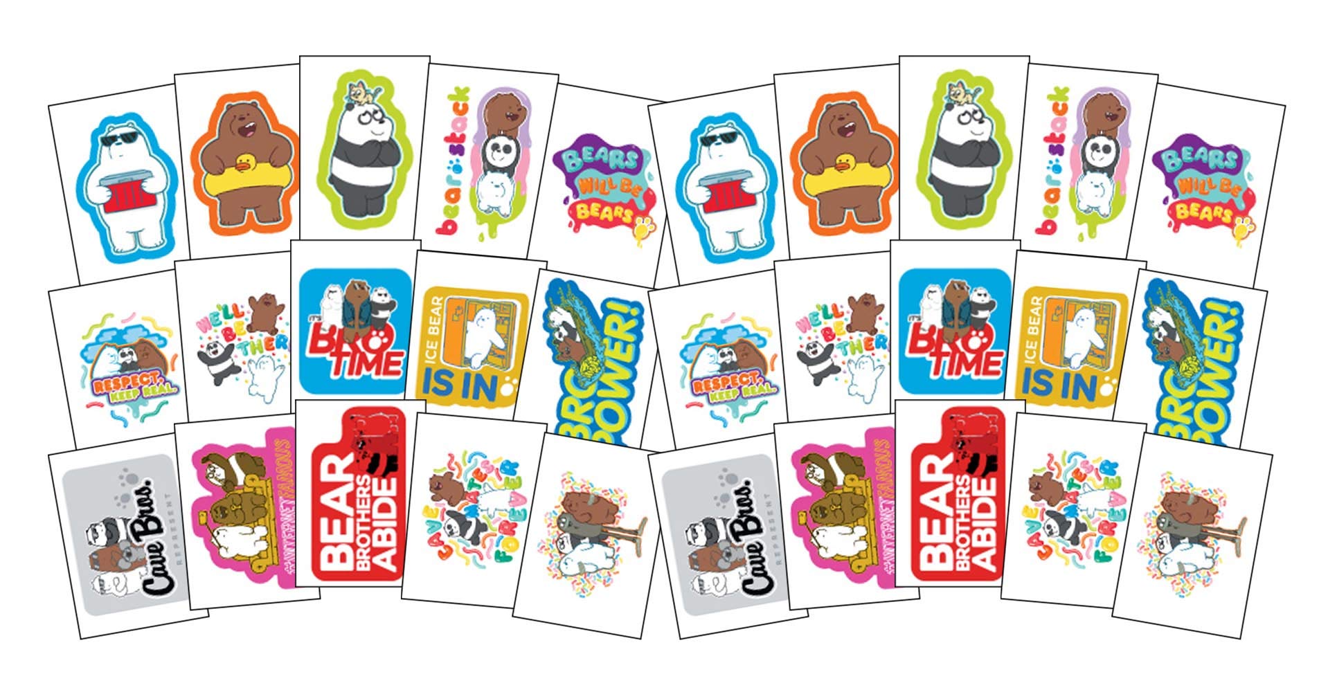 We Bare Bears Stickers - 30 Vending Sticker Sheets for Party Favors, Goodie Bags, Activities, Rewards - Featuring Grizzly, Panda and Ice Bear