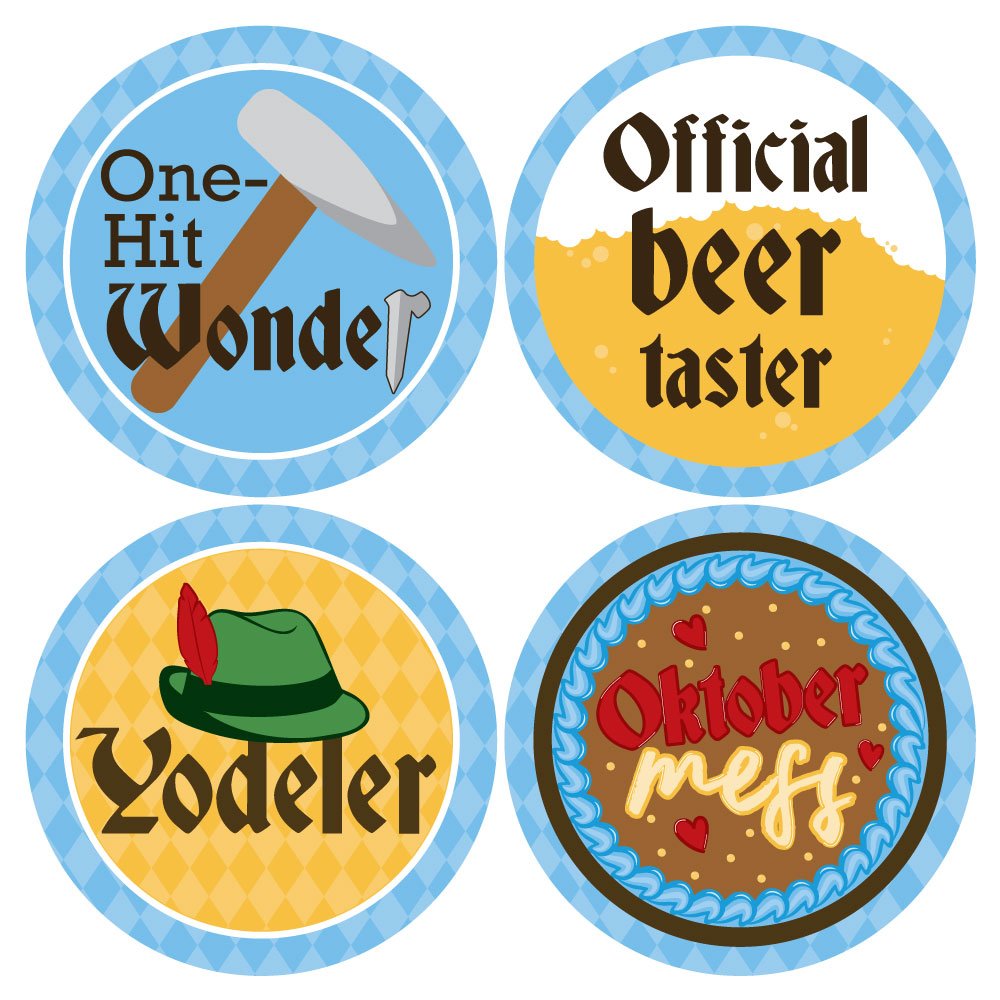 Big Dot of Happiness Oktoberfest - German Beer Festival Funny Name Tags - Party Badges Sticker Set of 12