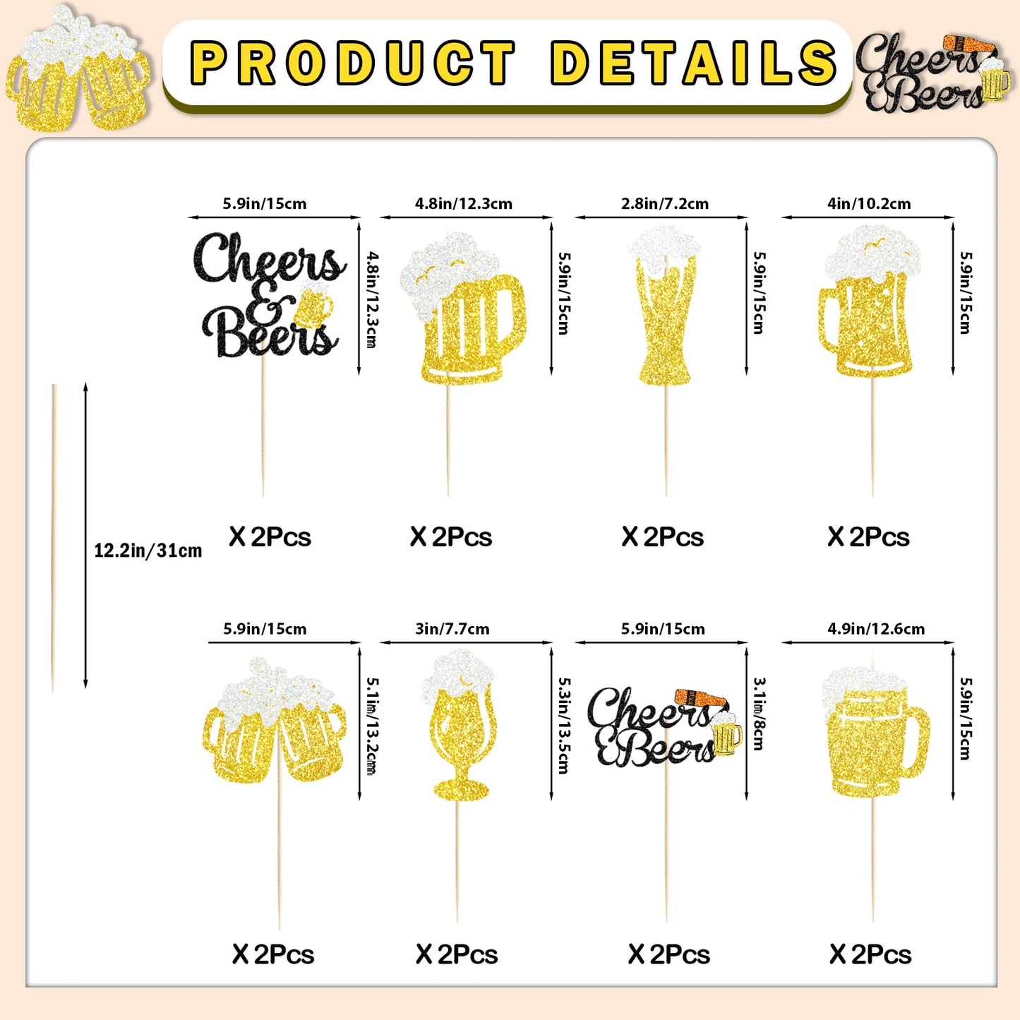 Cheers and Beers Party Decorations Beer Stick Beer Birthday Decorations Beer Party Decorations for Stock the Bar
